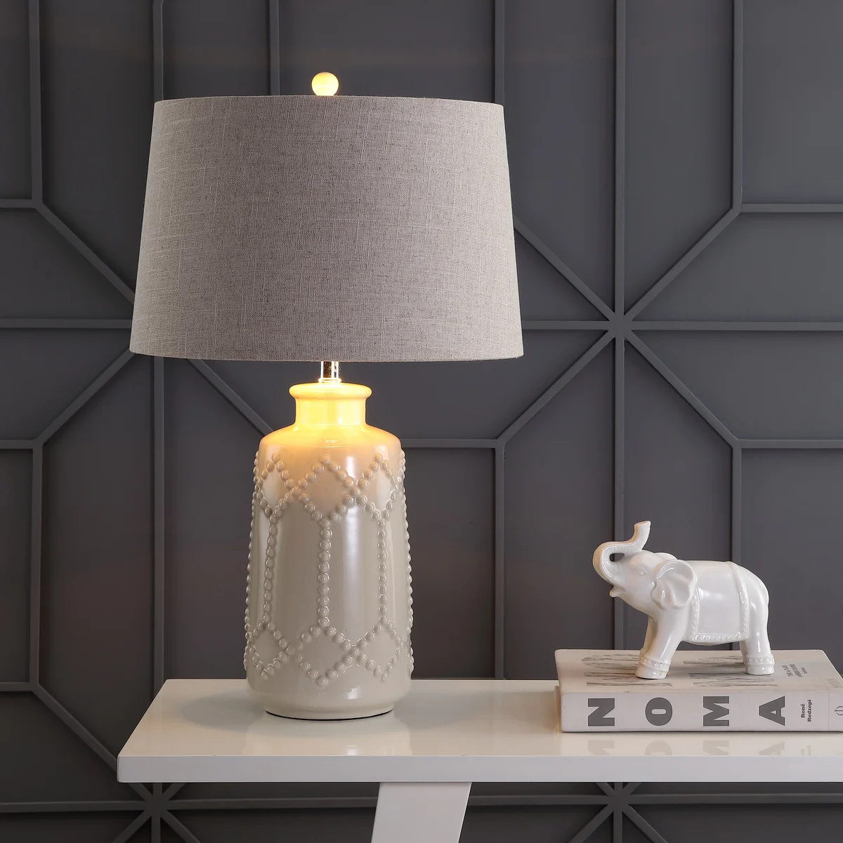 Everdaily Essentials Alice 26" Ceramic LED Table Lamp, Cream, JYL4018A 5502