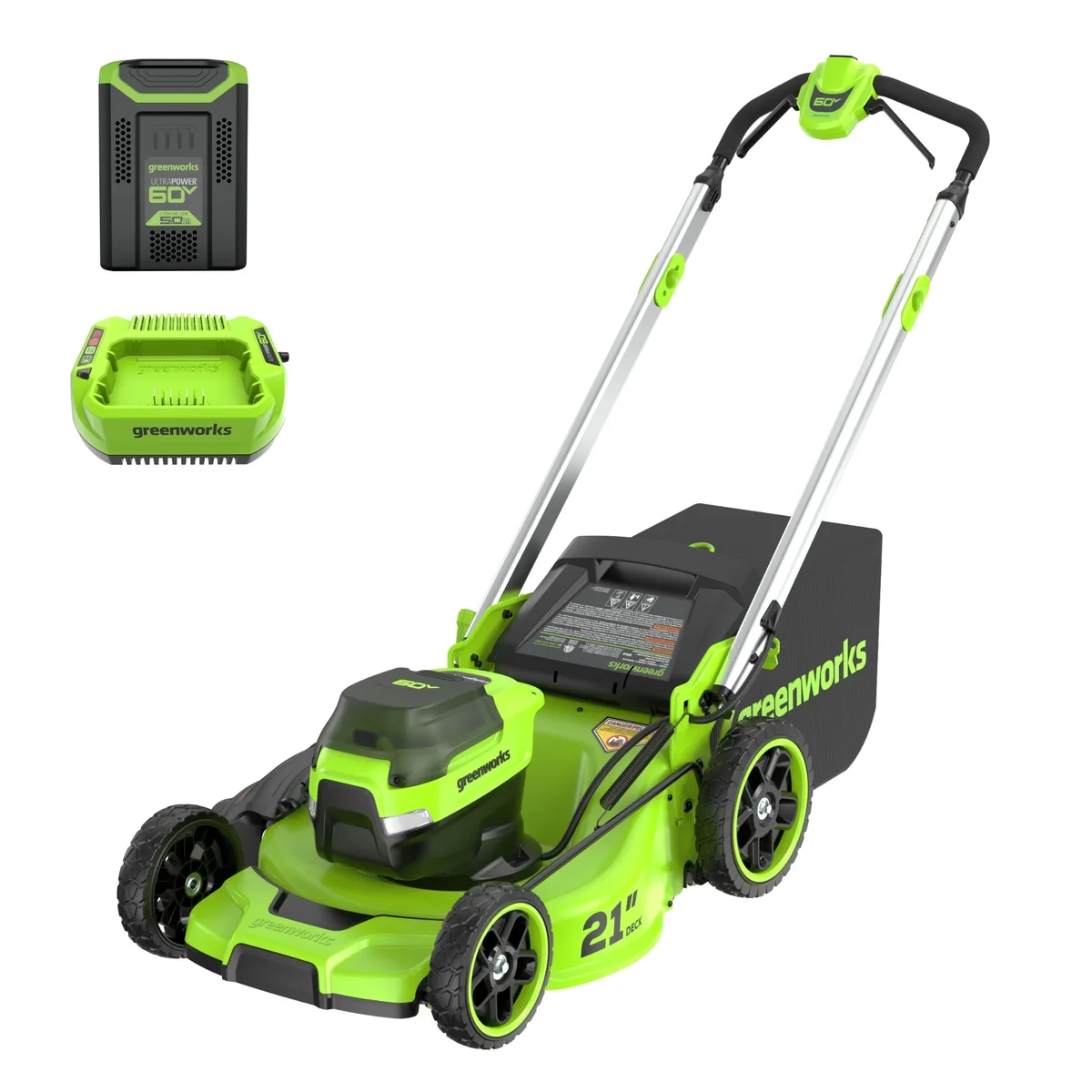 Greenworks 60V 21" Push Lawn Mower + (1) 5.0 Ah Battery & Charger 2546502 7916