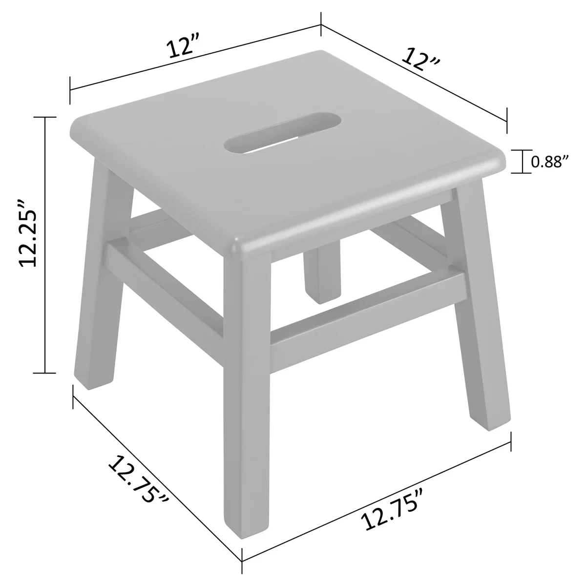 eHemco Solid Hardwood Wooden Step Stool for Adults and Kids, 12.25 Inches Height, Natural 1741