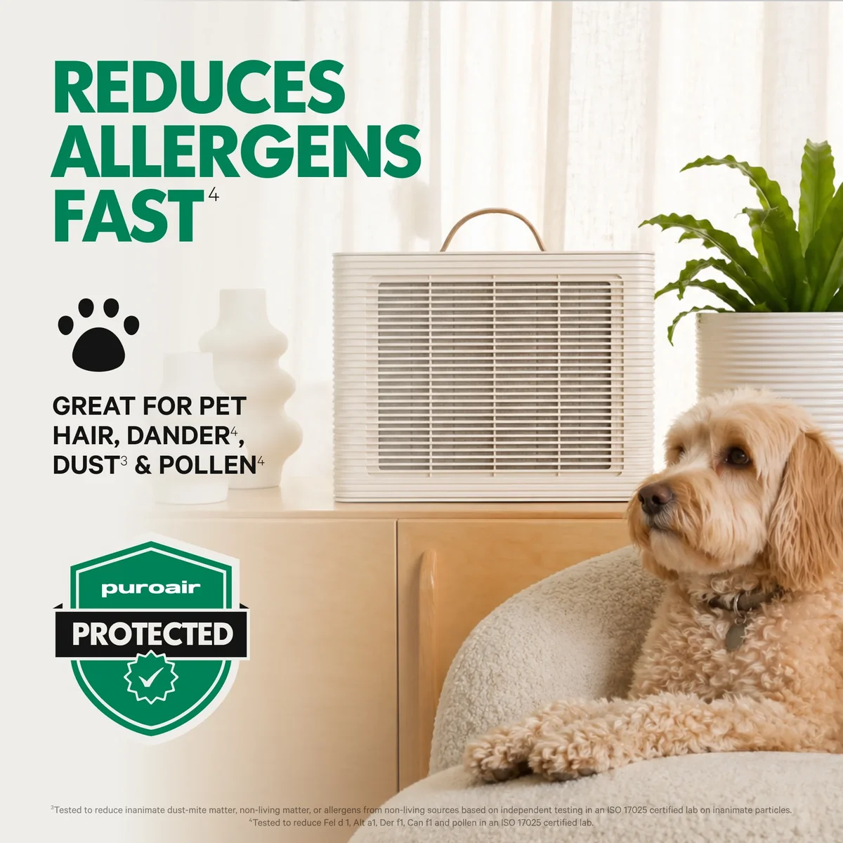 PuroAir Lite HEPA Air Purifiers for Home Pets - Covers 500 Sq ft 8026