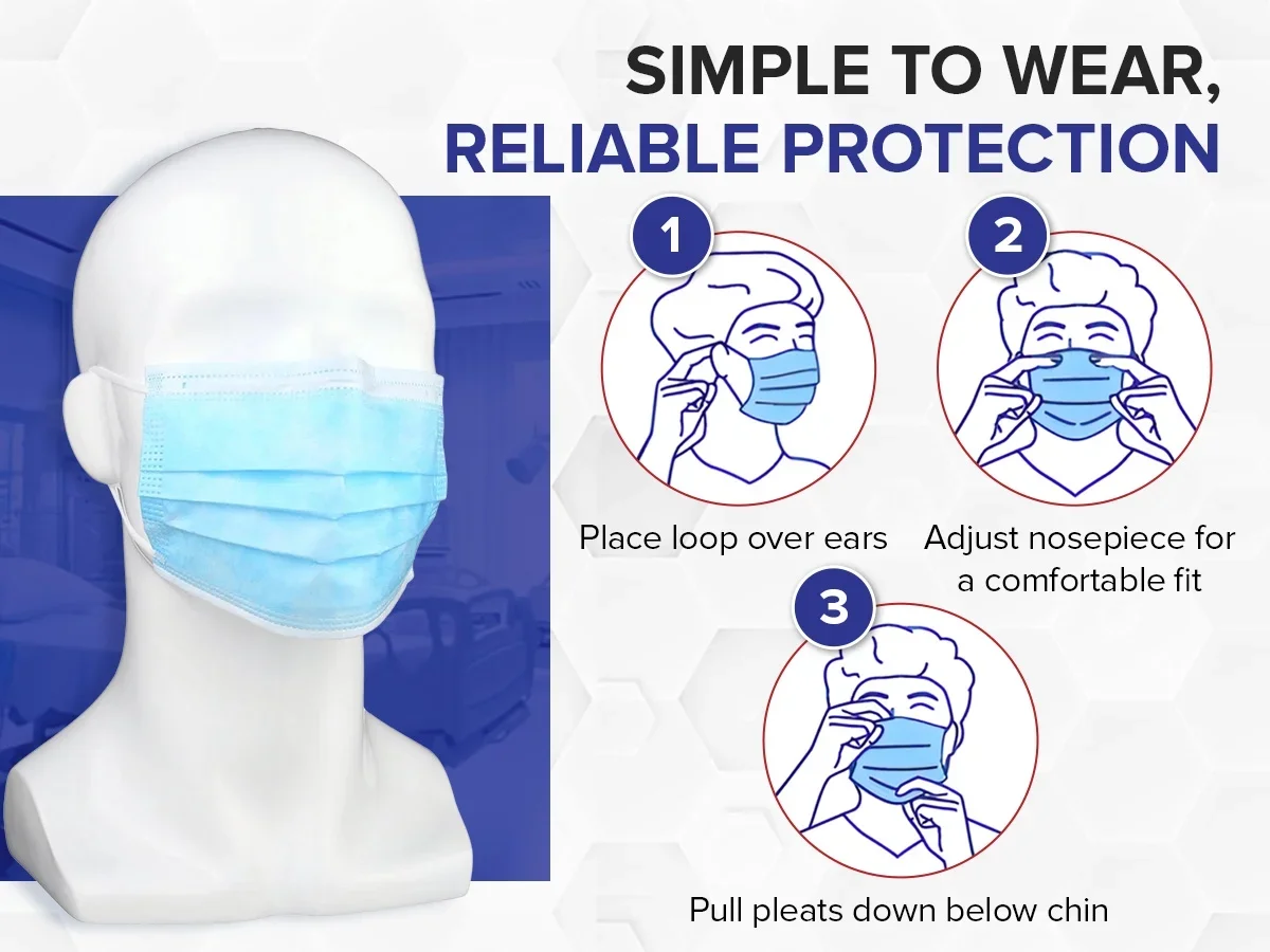 Everdaily Essentials Protective Earloop Face Mask, Box of 50 4796