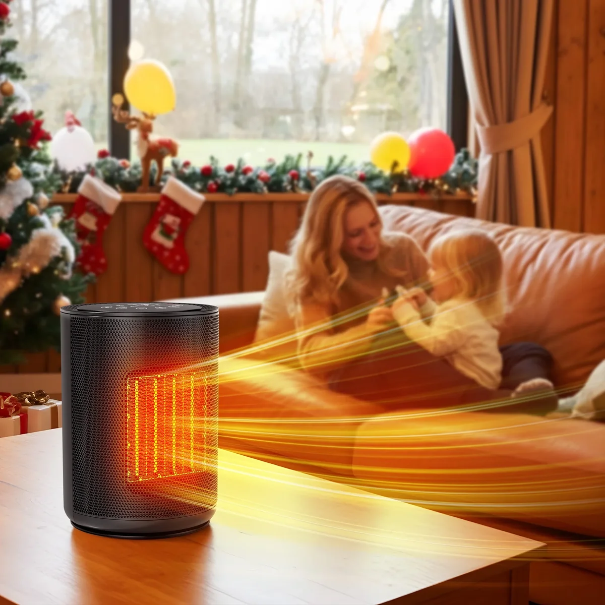 Everdaily Essentials 1500W Space Heater, 24H Timer with Remove Control & LED Screen, Ceramic Heaters with 4 Modes and Child lock, Multiple Safety Protection, Black Re Ref. 1665