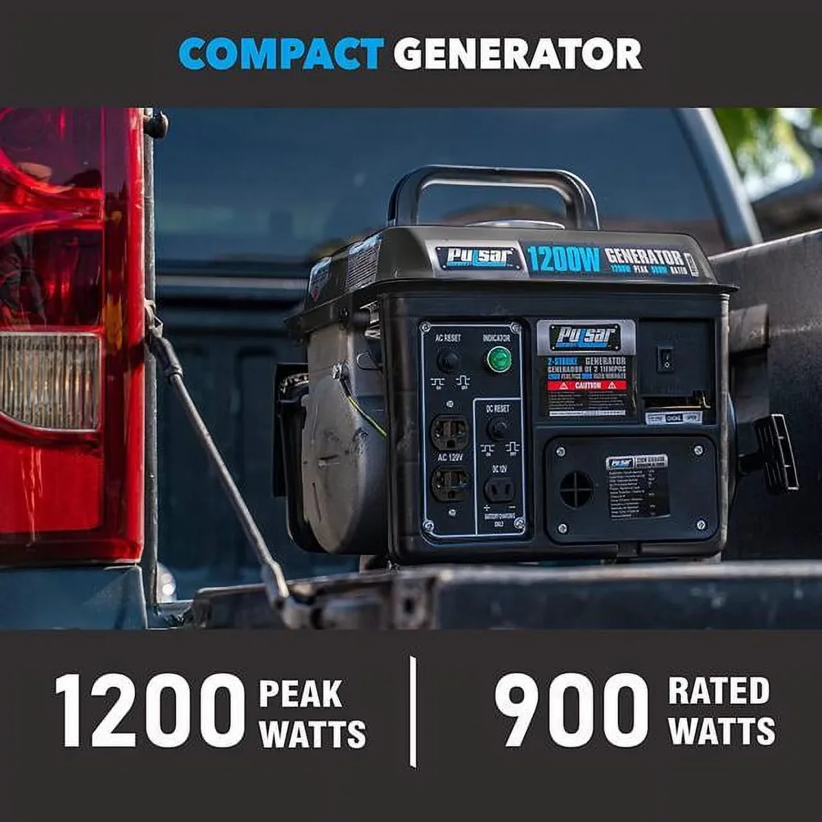 Pulsar G1200SG Portable Gas-Powered Generator with Carrying Handle, 1200W, Black/Gray 8050