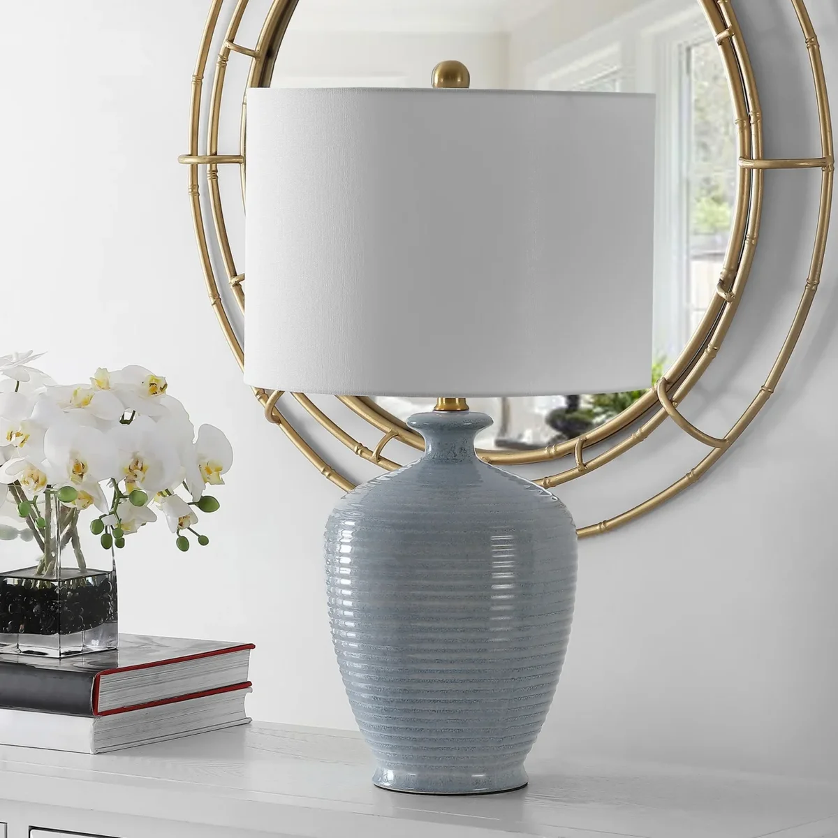 Everdaily Essentials Hanron 26 in. Coastal Table Lamp, Blue 0241