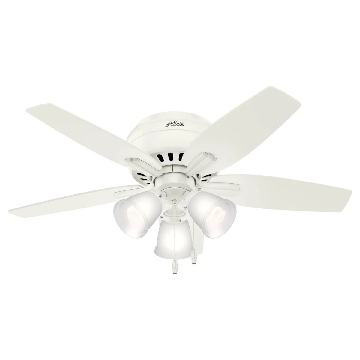Everdaily Essentials 42 inch Indoor Ceiling Fan with LED Lights - White Ceiling Fan with Pull Chain, For Bedroom or Living Room, Low Profile Mount, Remote, 5 Blades,  Ref. 0604