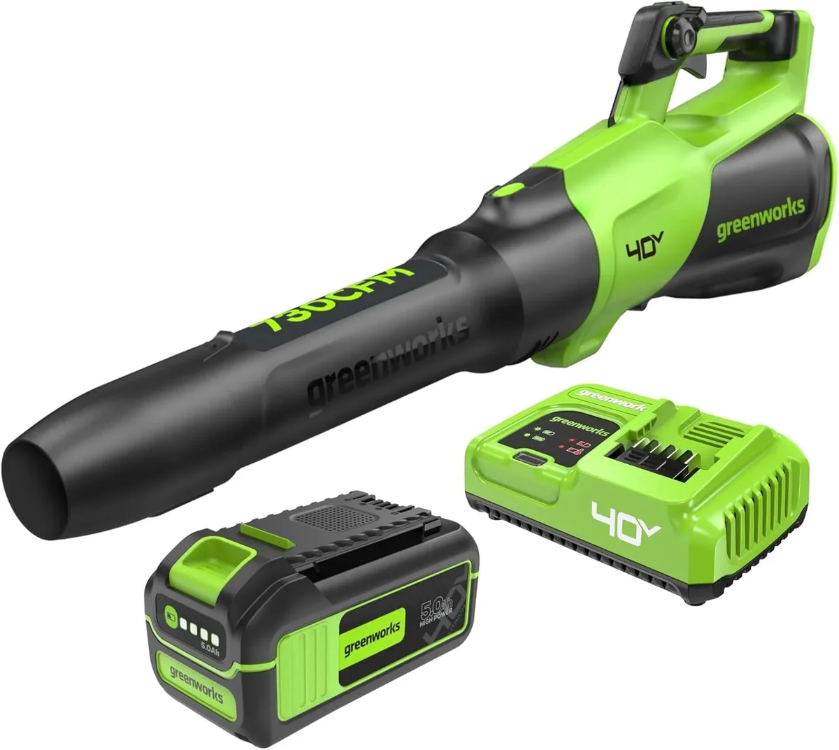 Everdaily Essentials 40V (730 CFM / 190 MPH) Cordless Brushless Leaf Blower, 5.0Ah Battery and 5A Rapid Charger 5905