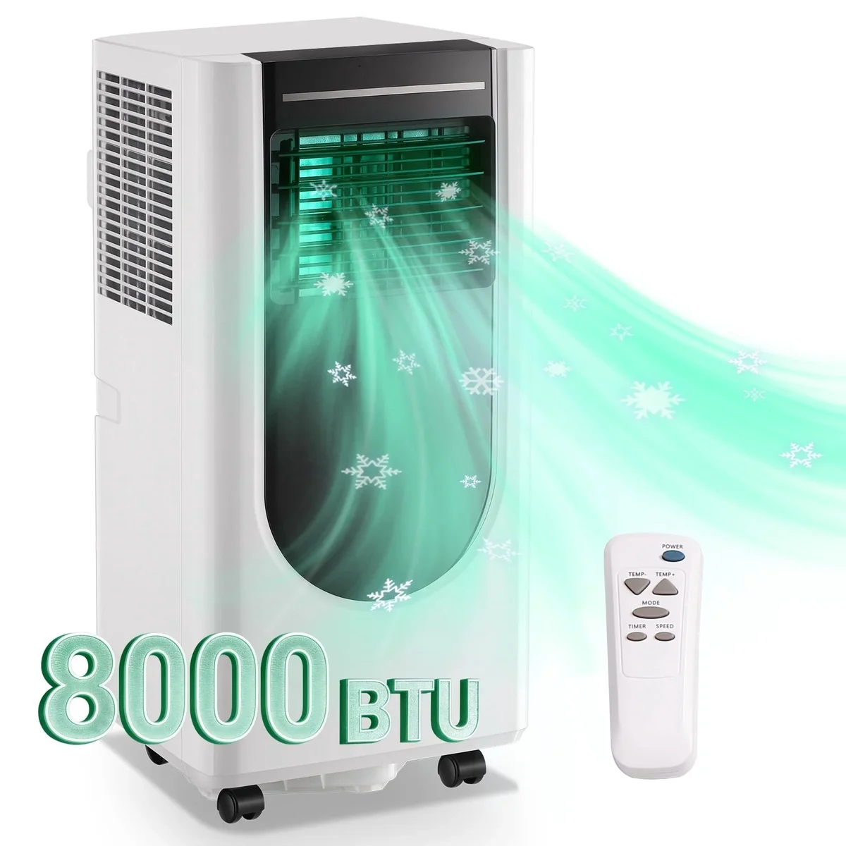 TACOOL 8000 BTU ASHRAE(4400 SACC) Portable Air Conditioners Up to 250 Sq.Ft., 3-in-1 Portable AC Units with Remote, 24H Timer, Window Kit for Roo 0066