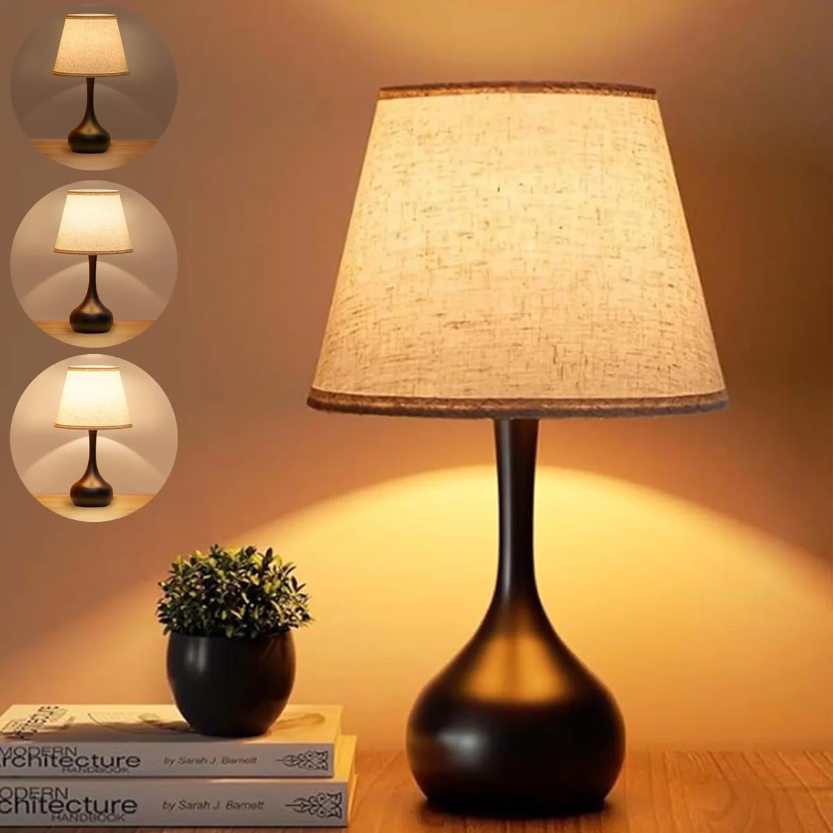 LOFTER-PRO Touch Table Lamps for Bedroom, 3-Way Dimmable Bedside Lamp - Home Decor, Touch Controlled Small Light For Bedroom, Living Room, Office 6096