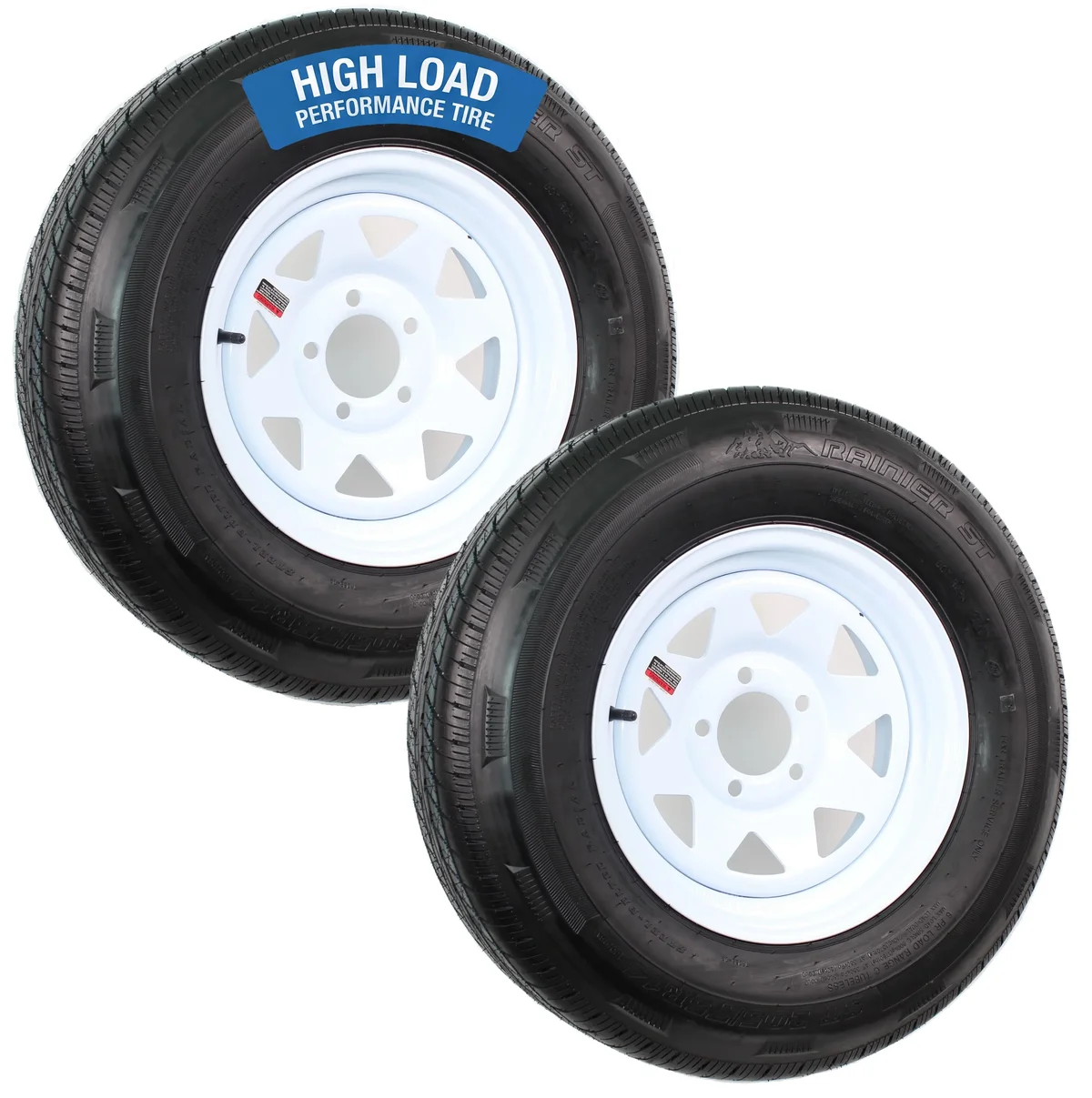 eCustomrim 2-Pack Trailer Tire Rim ST205/75R14 Load D 14 Inch 5 Lug White Wheel 2651