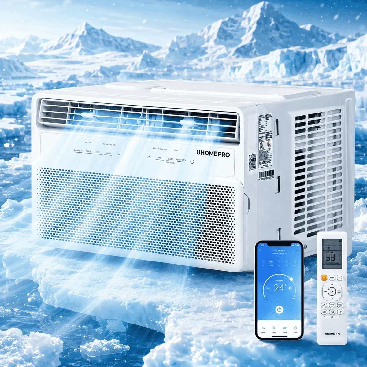 Seizeen 10,000 BTU Inverter Window Air Conditioner for Rooms up to 450 Sq.ft., Energy-Saving AC with Dehumidifier & Fan Mode, 42dB Quiet Operation, WiFi  3852