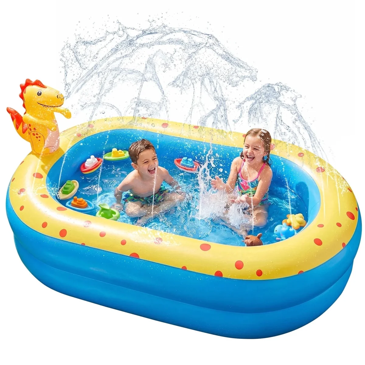 Livhil Kiddie Pools, Swimming Pool for Kids, 67'' x41'' x32'' Dinosaur Inflatable Pool with Sprinkler for Outdoor Law Summer Water Play 5564