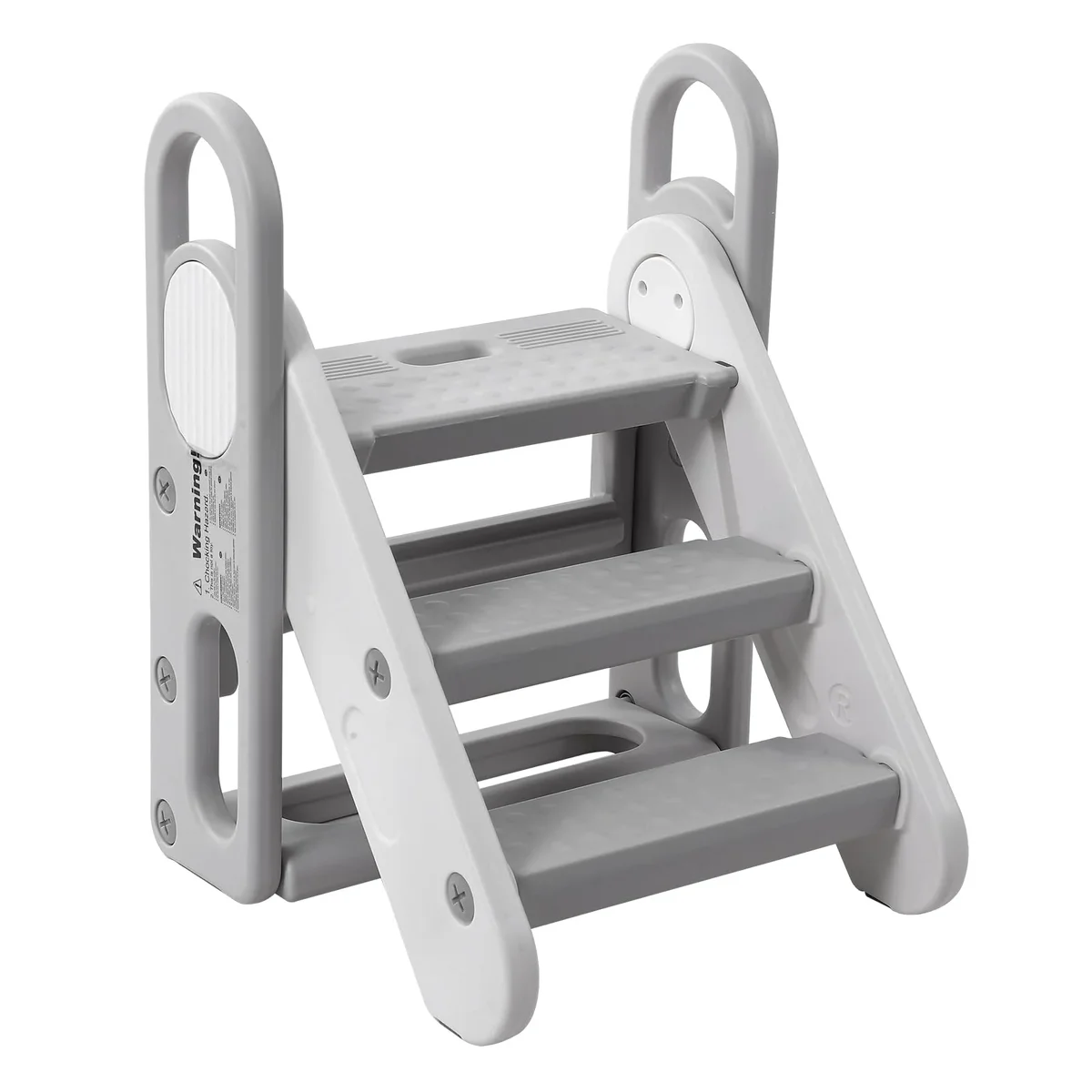 Broadfashion Foldable Step Stool for Bathroom Sink, Child Kitchen Counter Stool Helper with Handles, Adjustable 3 Step Stool for Kids Toilet Potty Training, L 1472