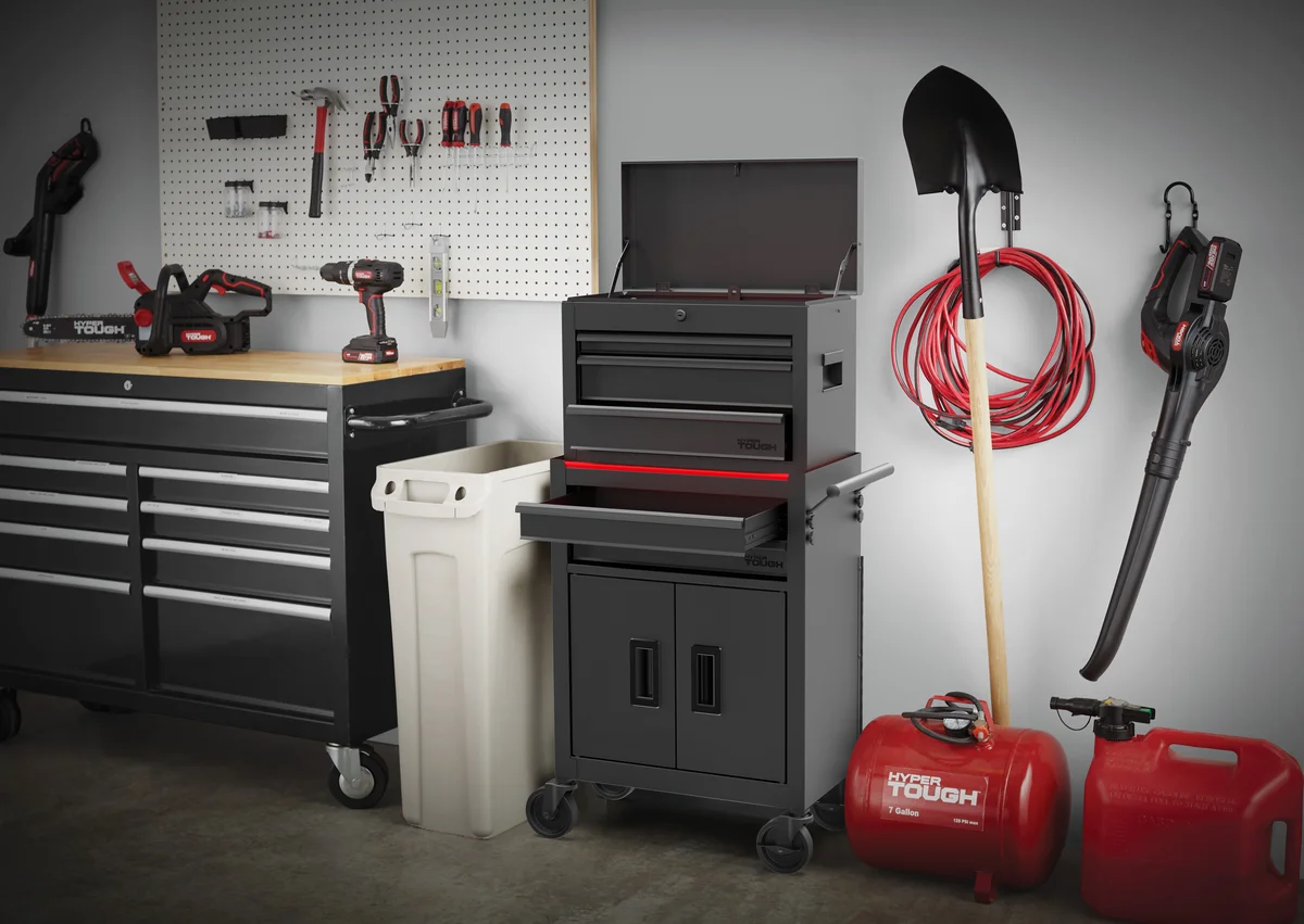 Hyper Tough 20-Inch 5-Drawer Steel Tool Chest with Ball-Bearing Slides, 300 lb Capacity, Black 7620