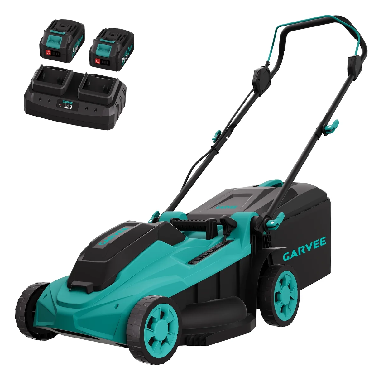 GarveeLife Cordless Lawn Mower 17-Inch, 40V Battery Powered Lawn Mower with Brushless Motor, 6-Position Height Adjustment, Mulching & Bagging, 2 x 20V 4.0Ah 9785