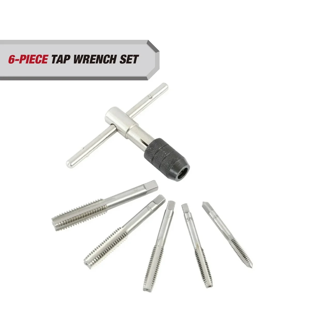 Hyper Tough 6-Piece Adjustable SAE Tap & T-Handle Wrench Set 2146