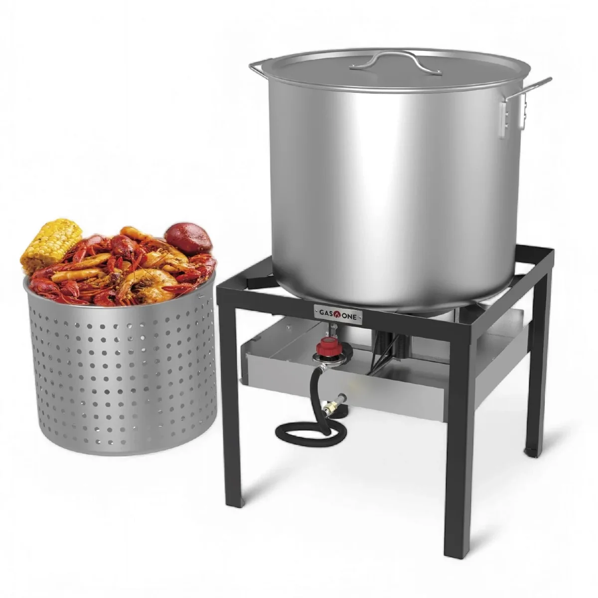 Everdaily Essentials Seafood Boil Kit with Propane Burner, Propane Regulator, 60Qt Pot with Basket – Heavy Duty Ref. 3671