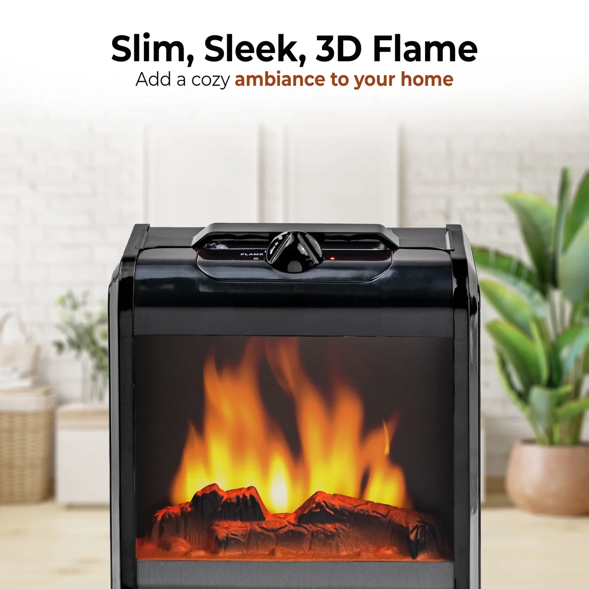 Everdaily Essentials Fireplace Space Heater with Realistic 3D Flame, Black Ref. 3005