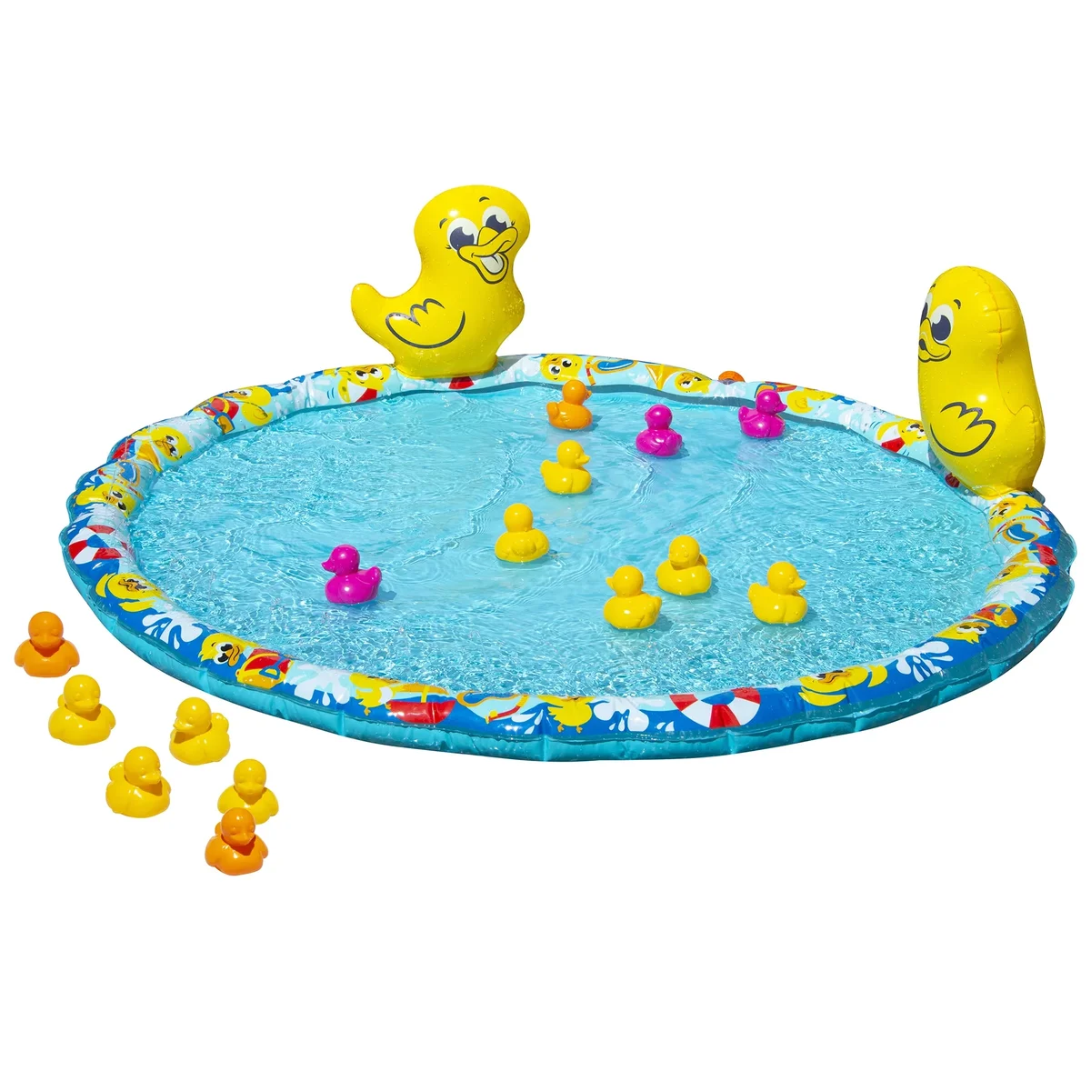 Banzai Jr. Duck Duck Splash 48 in Dia Splash Mat Outdoor Summer Water Play for Babies Toddlers 18 months + 8029
