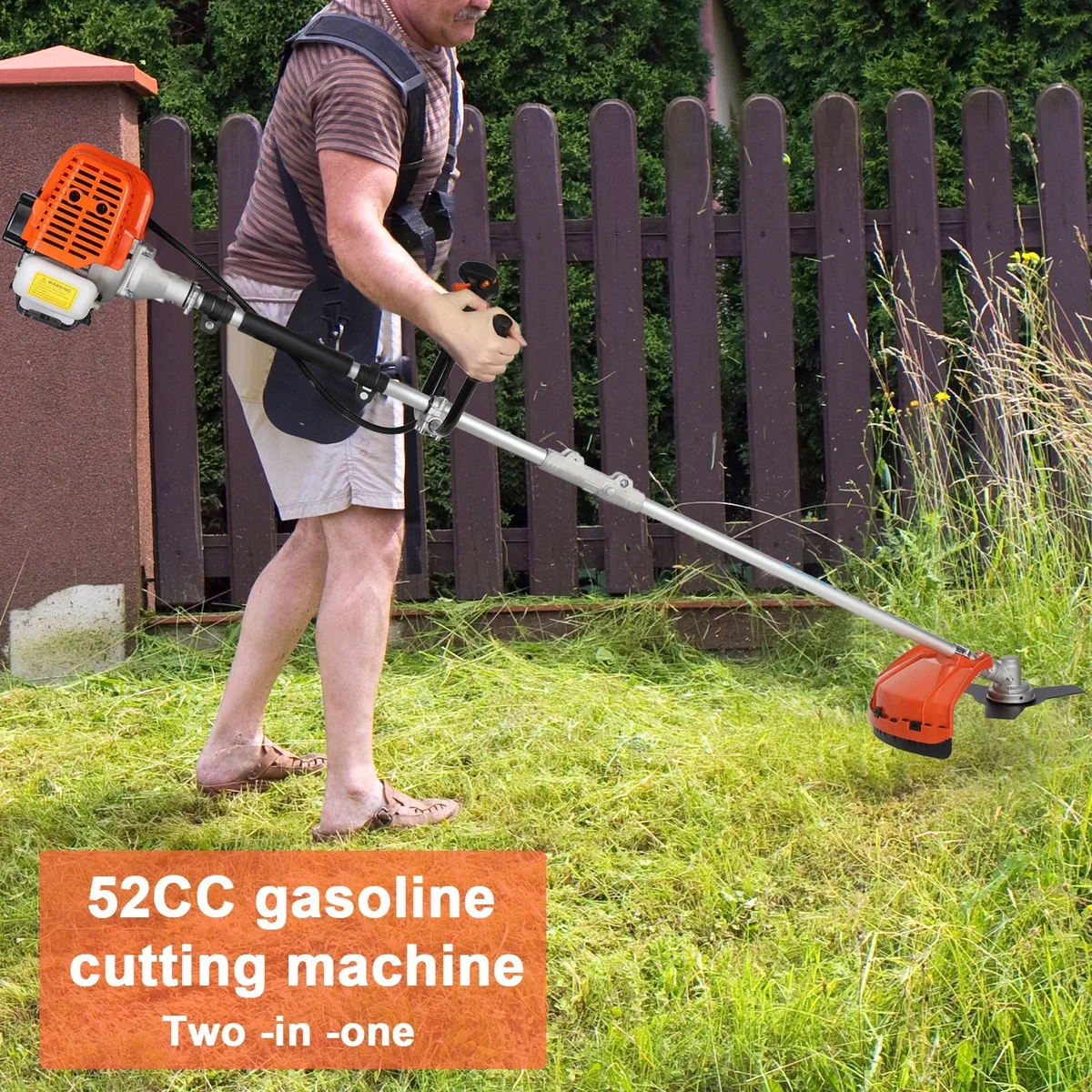 JNXYL 52cc Weed Eater/Grass Trimmer, 2-Stroke Gas Backpack Shrub Grass Trimmer, With Oil Can, for Garden, Lawn Trimming Tool 5180