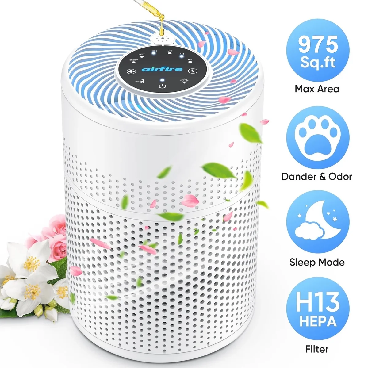AIRFIRE Air Purifier for Home up to 975 Sq.ft, HEPA Air Purifiers for Allergies and Asthma Bedroom Pet Wildfire, AP201, 2026 New 1927