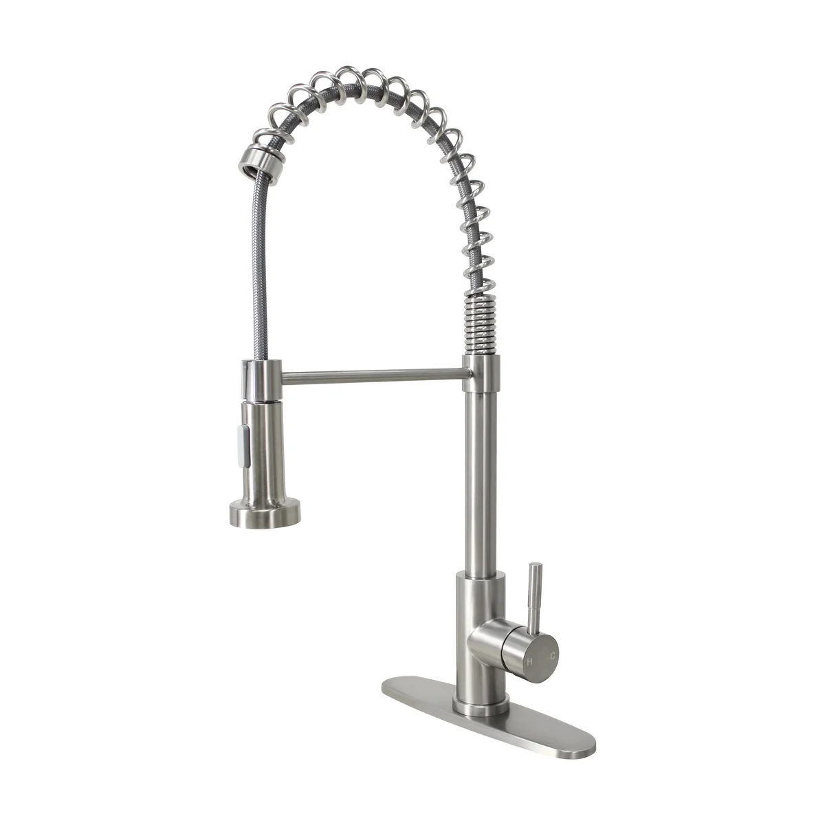 Better Homes & Gardens Elmont Single Handle Pull-Down Kitchen Faucet with Spring Neck, Satin Nickel 1525