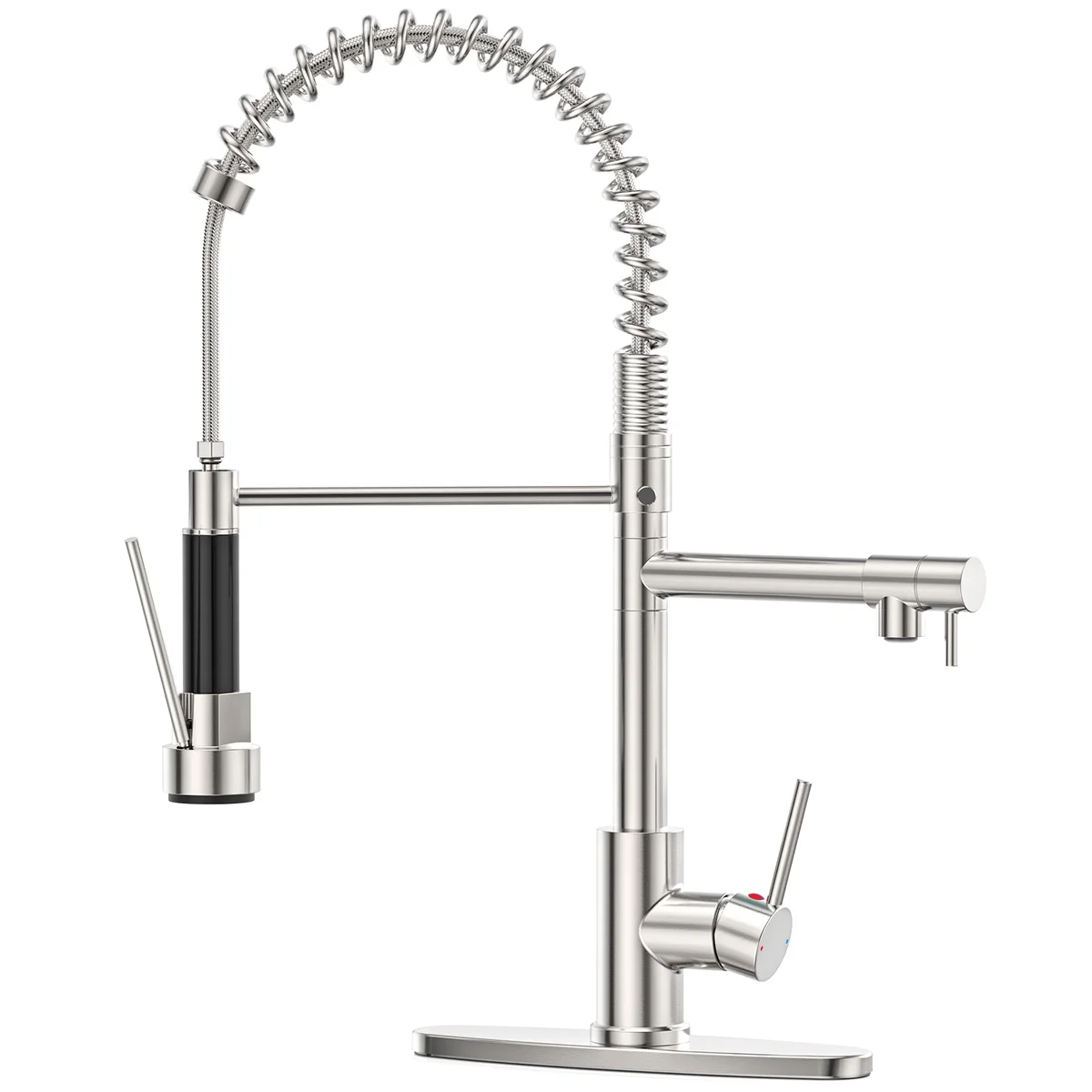 GPED Kitchen Faucet, Kitchen Sink Faucet with 2 Function Sprayer, SUS304 Stainless Steel & Double-Headed, Single Handle High Arc Kitchen Faucet w 2956