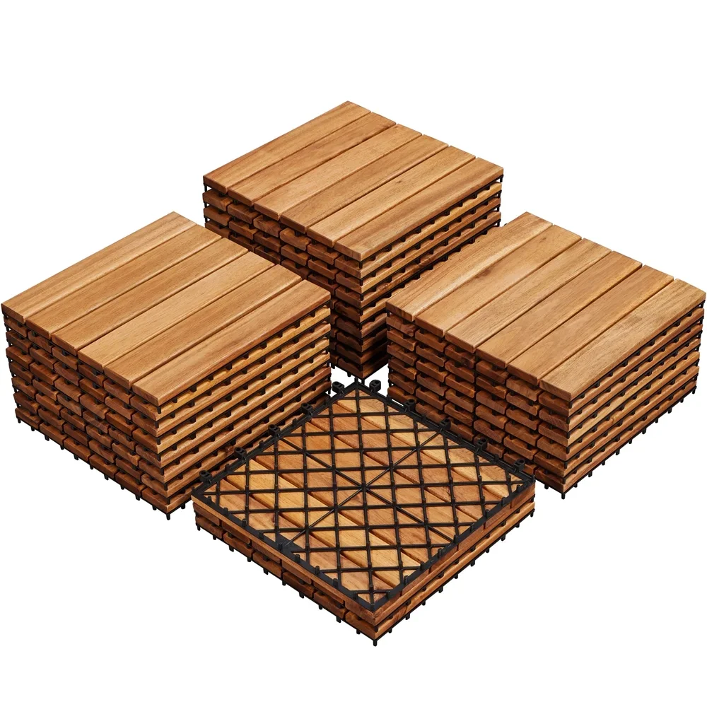Renwick Pack of 27 Wood Deck Flooring Tiles for Outdoor & Indoor, Wood 5232