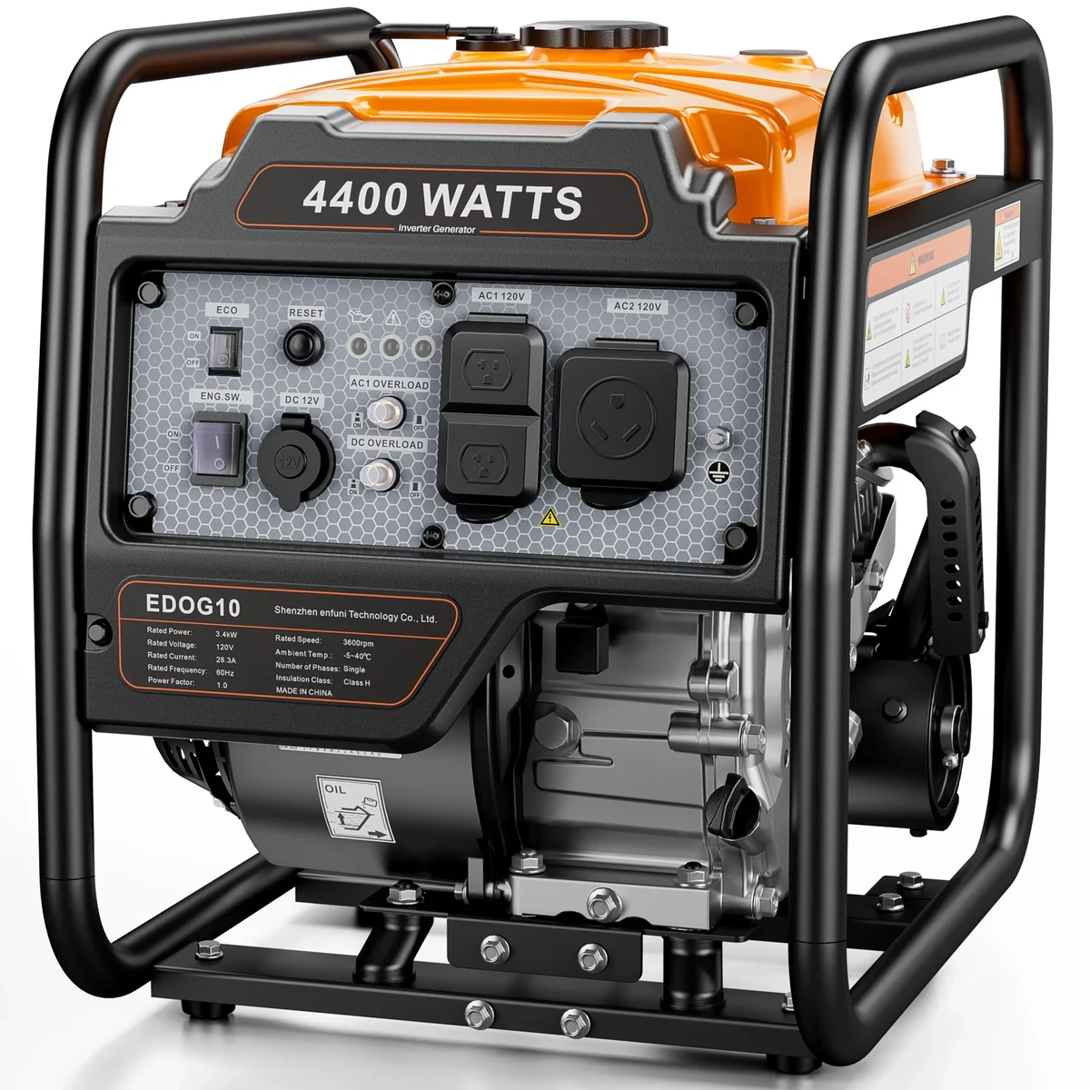 Efurden 4400-Watt Portable Inverter Generator, Gas Powered Generator with ECO Mode for Home Use and Camping, RV Ready, Low Noise 4670