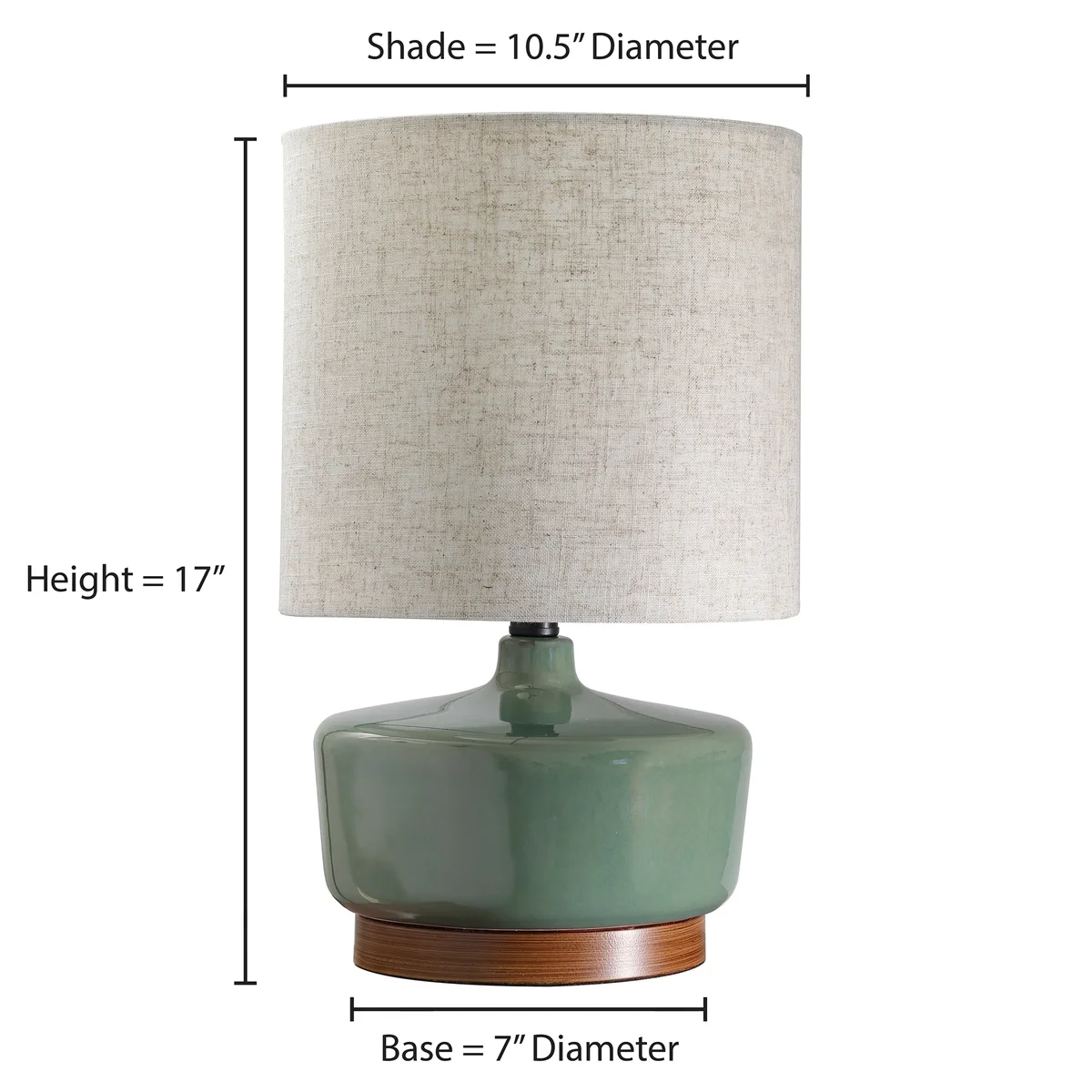 Everdaily Essentials 17" Tall Modern Mid-Century Ceramic Table Lamp with Wood Base Ref. 0679