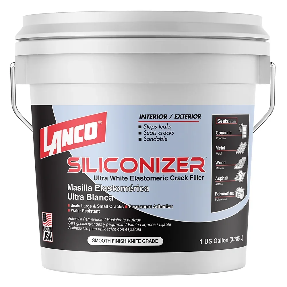 Lanco Siliconizer Crack Filler 1 Gal. White Elastomeric Roof Patch 1341