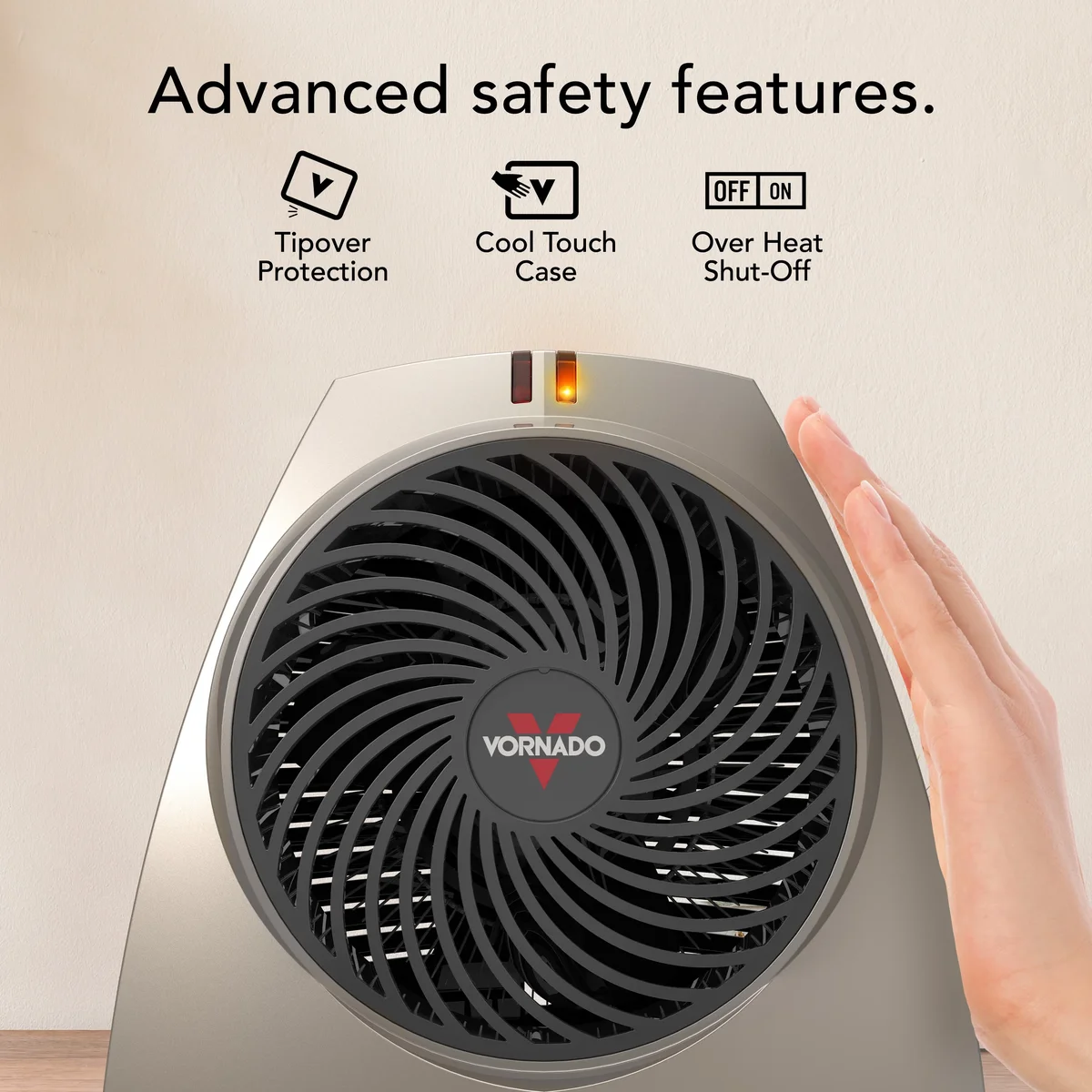 Everdaily Essentials VH203 75 Square Foot Electric Personal Space Heater with Vortex Circulation, Champagne Ref. 1088