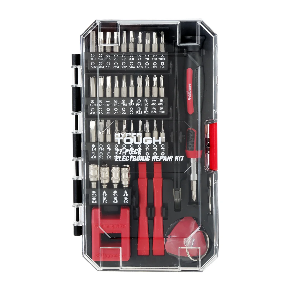 Hyper Tough 77 Piece Precision Tool Kit with Magnetic Screwdriver, Standard Size Bits, and Case, New Condition, 7301