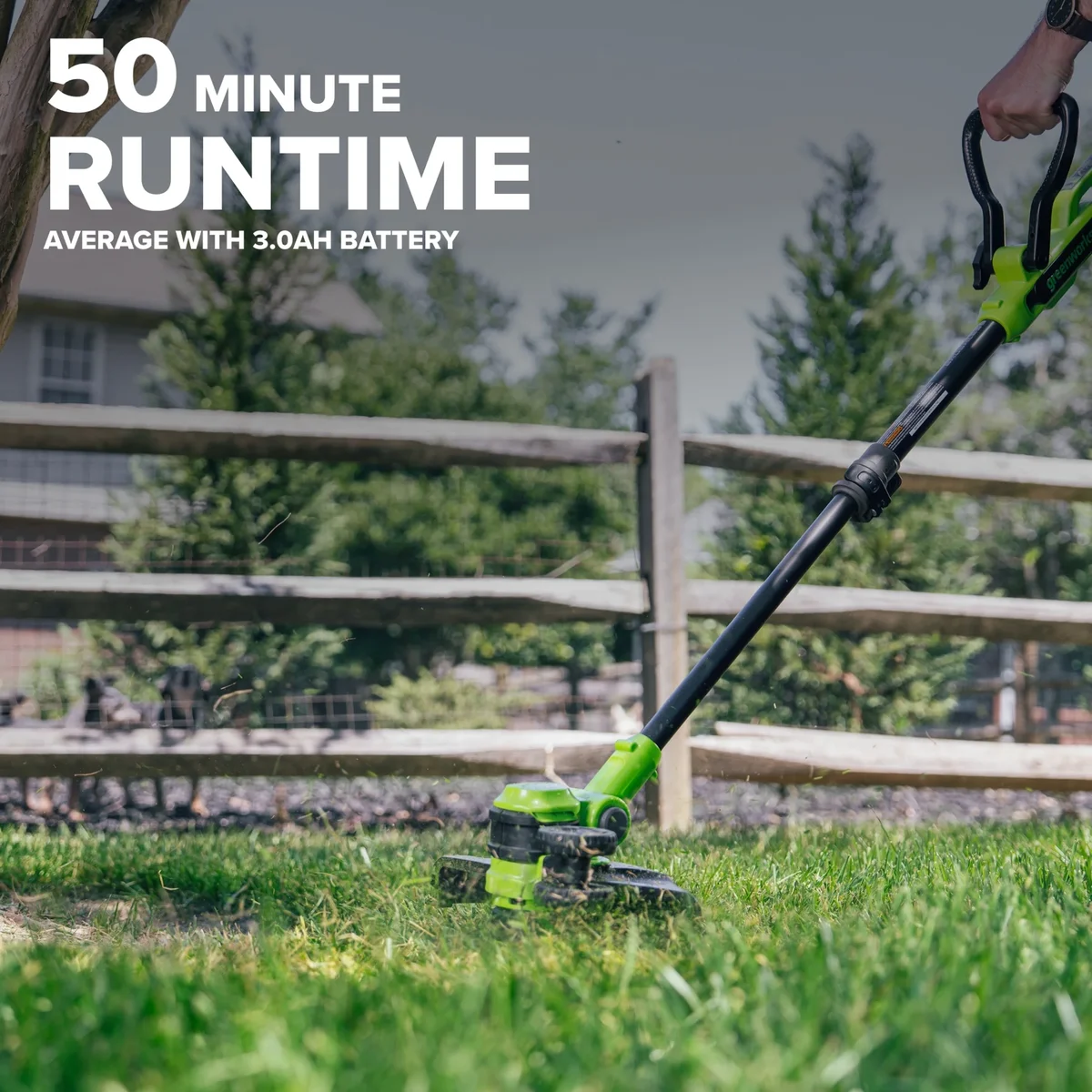 Greenworks PowerAll 24V Brushless 12" String Trimmer, with 3.0 Ah USB-C Battery, 30W USB-C Charger and Cable, ST1222A1 1796