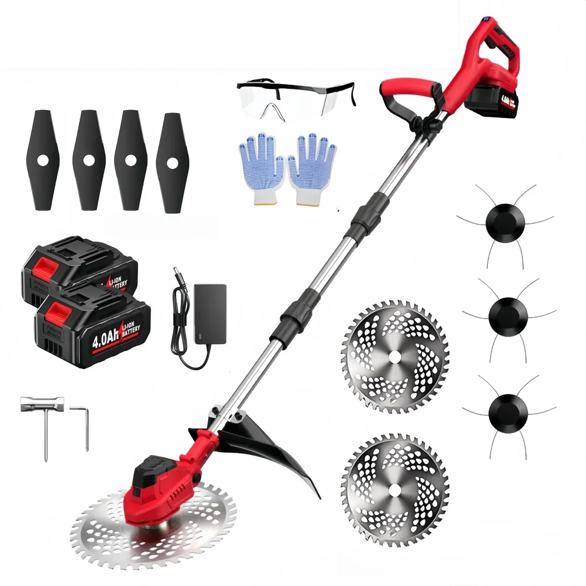 KingFurt Weed Wacker Eater, Cordless String Trimmer,Battery Powered Electric Edger Lawn Tool,With Steel String Blades And 9 Inch Cutting Width 2494