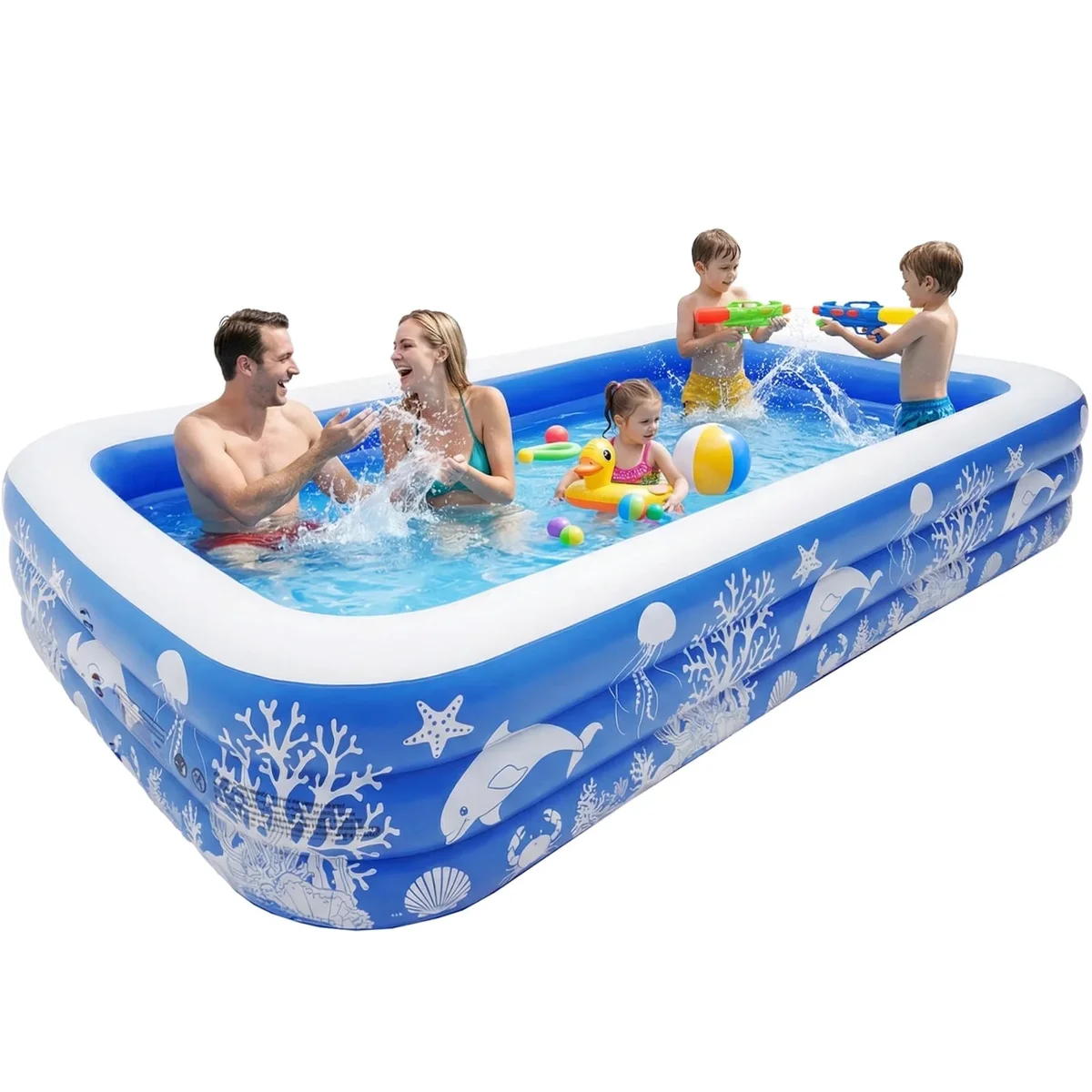 TASKBAY Inflatable Pool, 120" X 67" X 22" Family Swimming Pool, Oversized Thickened Kiddie Pool for Outdoor, Garden, Backyard, Blue 0585