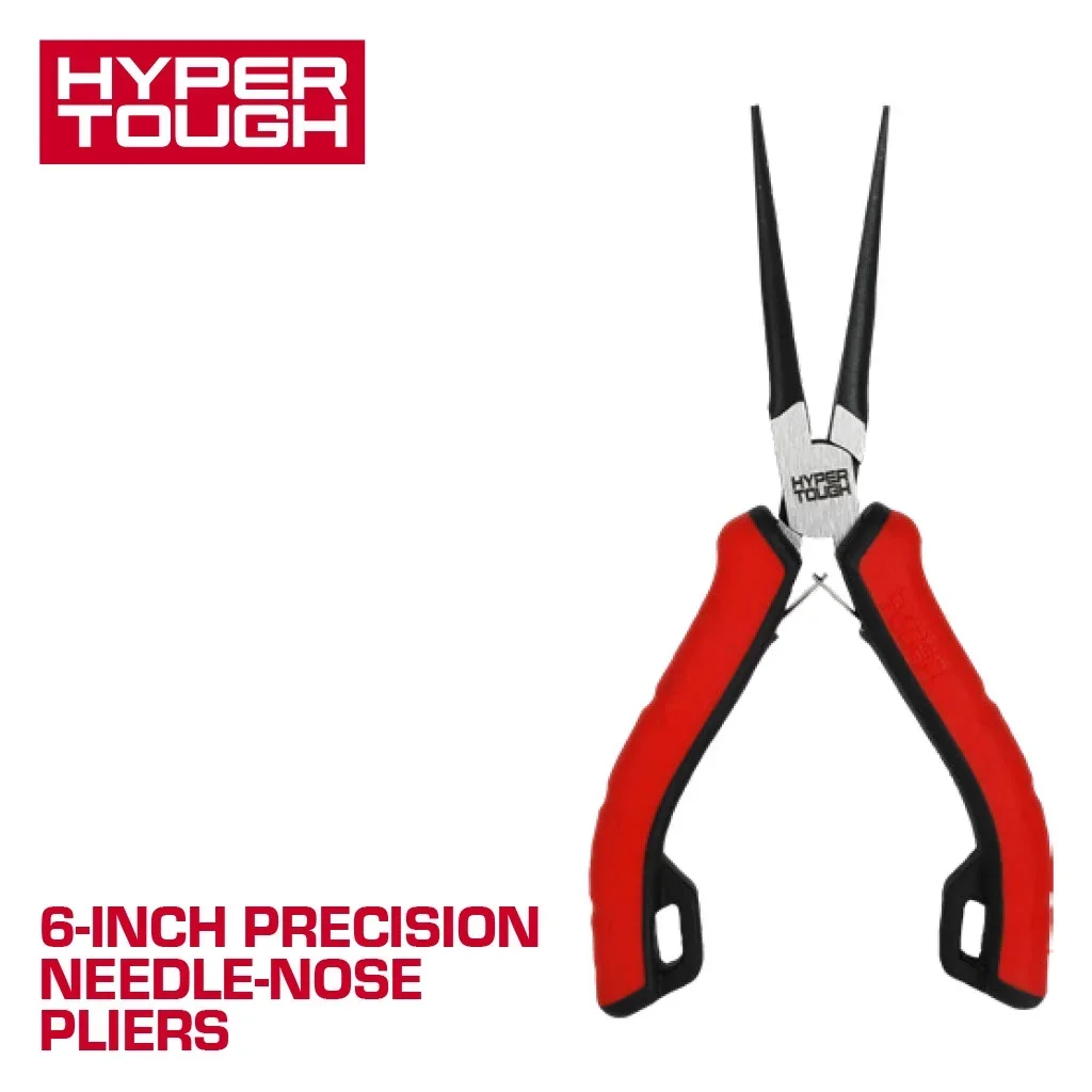 Hyper Tough 6-inch Needle-nose Pliers with Dual Material Comfort Grips 9818