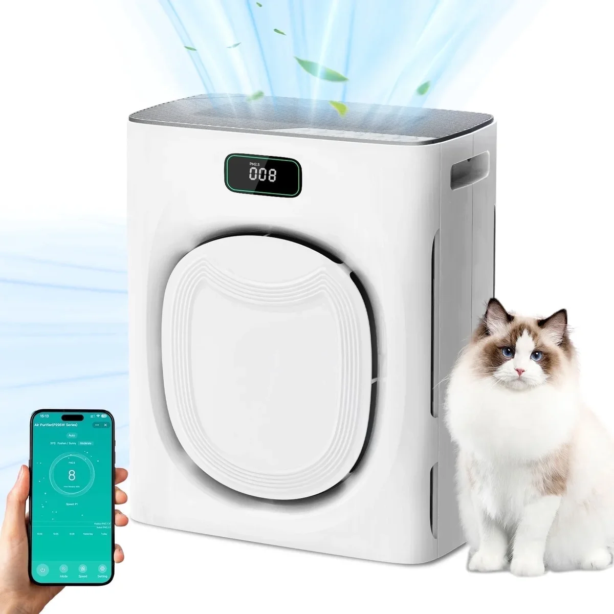 KEN BROWN Pet Air Purifiers for Home - 2500 ft² Large Coverage for Pet Families H13 HEPA Washable Filters, Smart WiFi-Perfect Christmas Gift for 5981