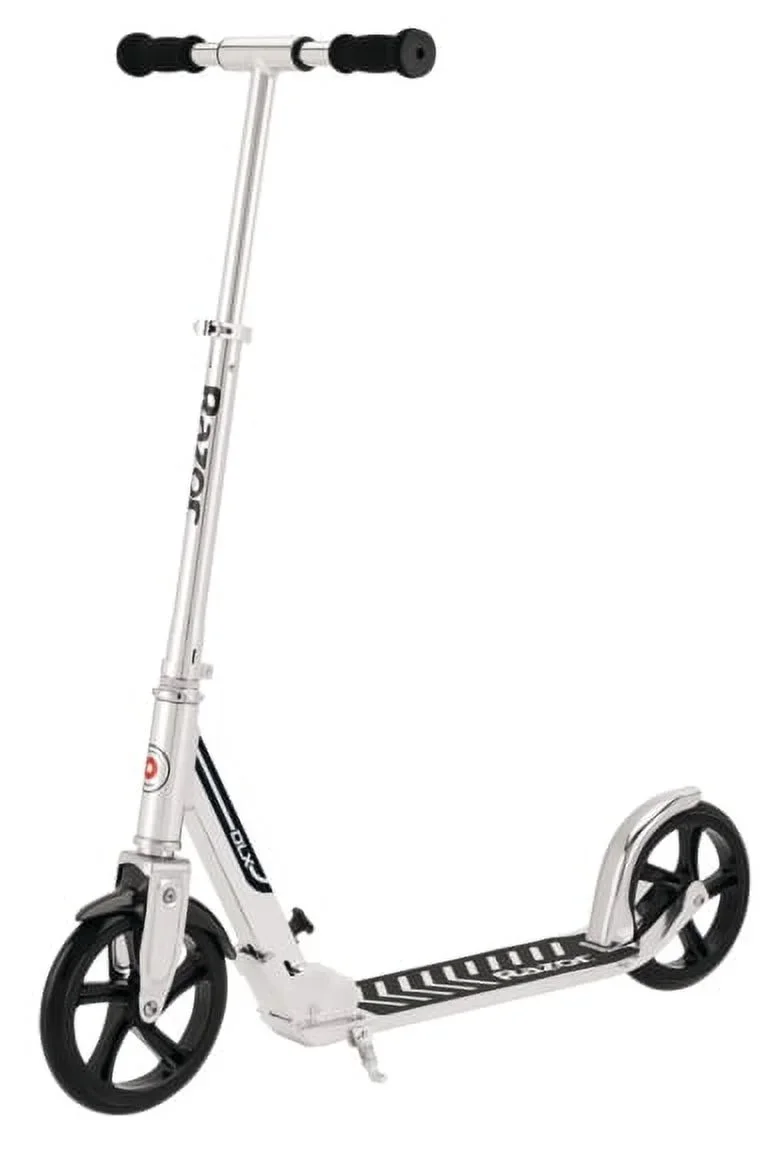 Razor A5 DLX Folding Kick Scooter - Silver, 8" Large Wheels, Anti-Rattle, for Child, Teen, Adult 3942