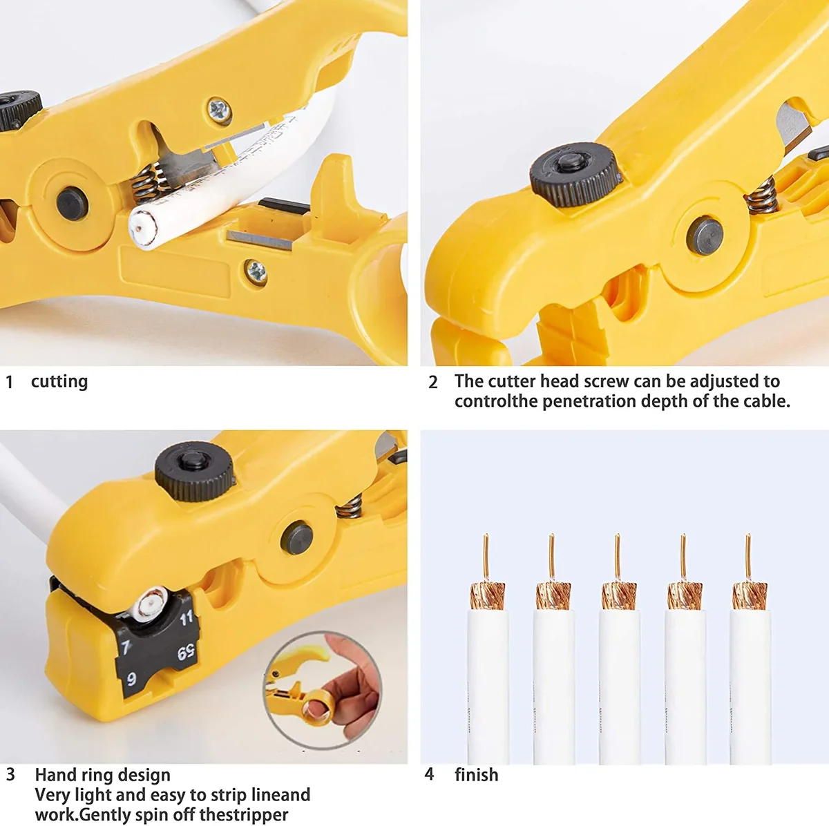 Everdaily Essentials Coax Cable Crimper Kit, Adjustable Hand Tool Crimper & Stripper 4171
