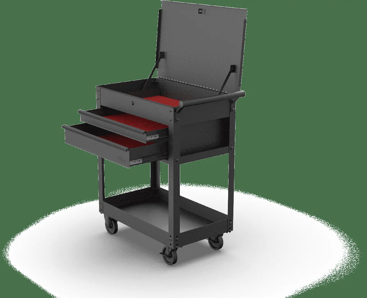 Hyper Tough 28-inch Steel Mechanics Tool Cart, 500 lb Capacity, Powder-Coated Finish, Black 0202