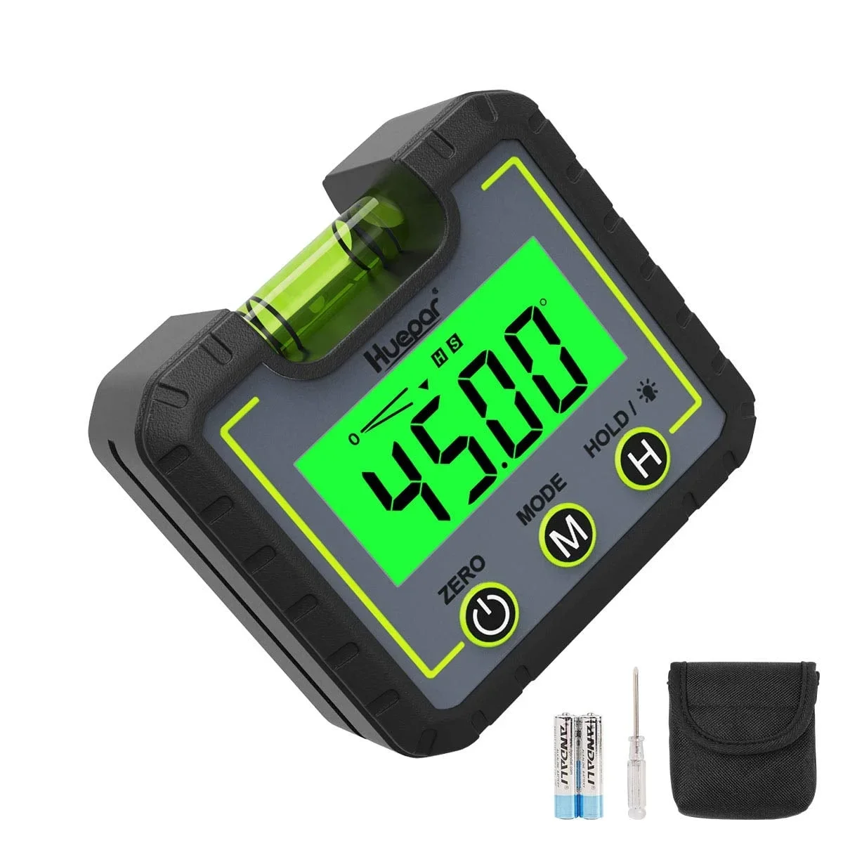 Huepar Digital Level Angle Gauge Mini Angle Finder Level Box with Backlight LCD Bevel Gauge Inclinometer 9483