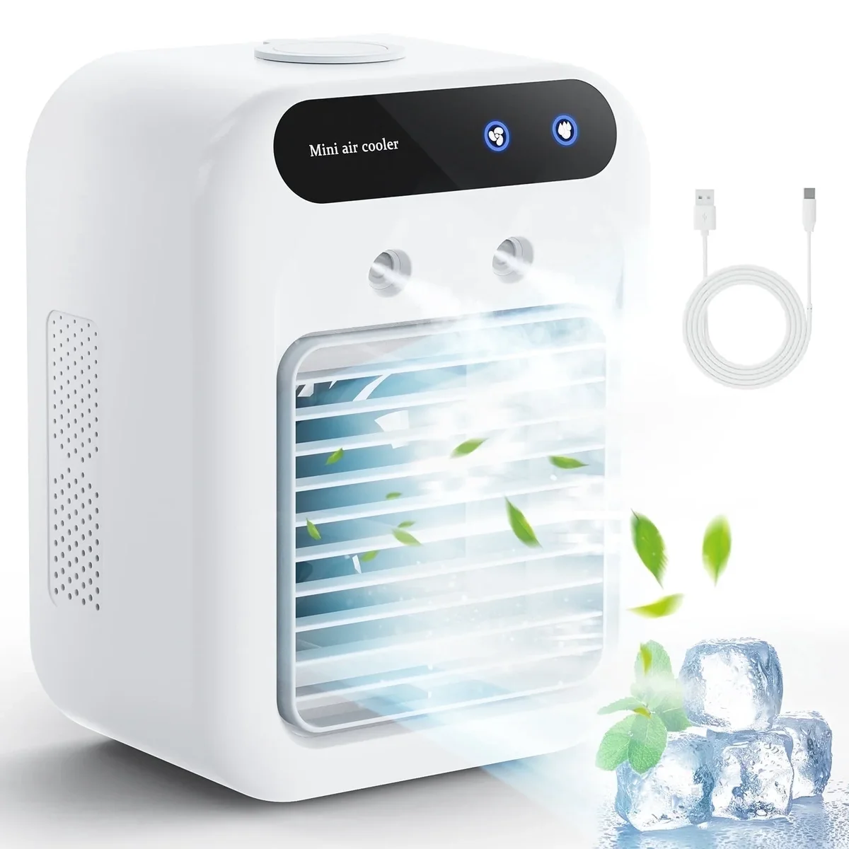 Amybaby Portable Cooling Fan,USB-C Rechargeable | 25dB Quiet, 3 Speeds & Mist Modes for Home Office Desk, Bedroom, Camping 3663