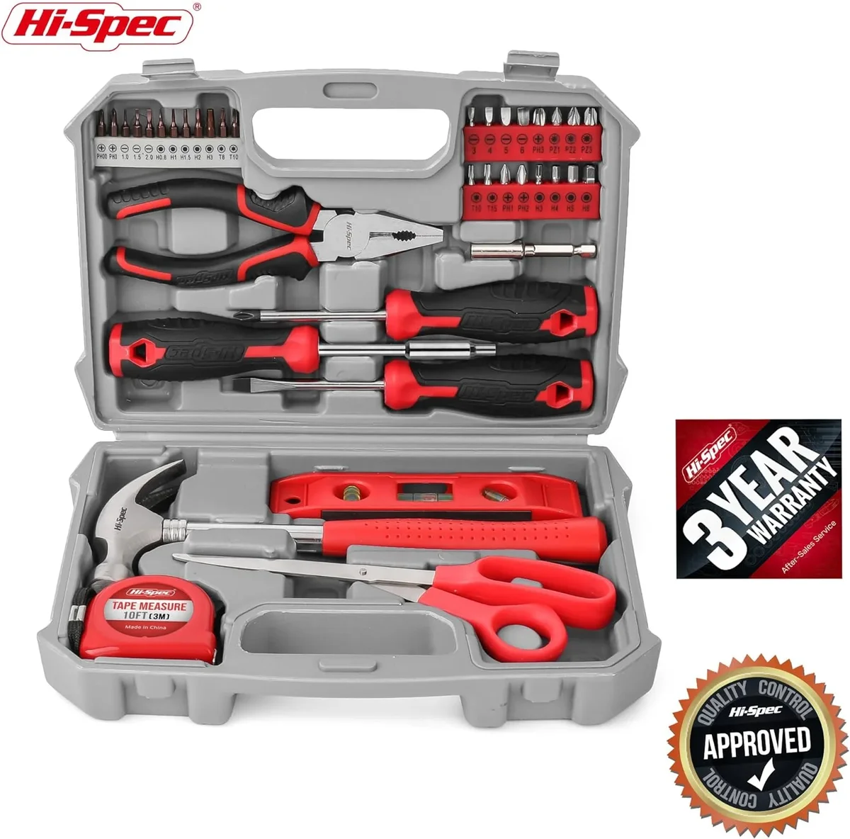 Everdaily Essentials 42pcs Red Small Tool Kit for Household, DIY, Office with Screwdriver, Bits, Compact Case Ref. 6328