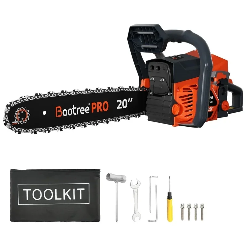 Datingday 62cc Gas Chainsaw with 20inch Bars, 3D Anti-Kickback & Tool-Free Tensioning ,All-Season Professional Saw for Tree Cutting and Firewood 8004