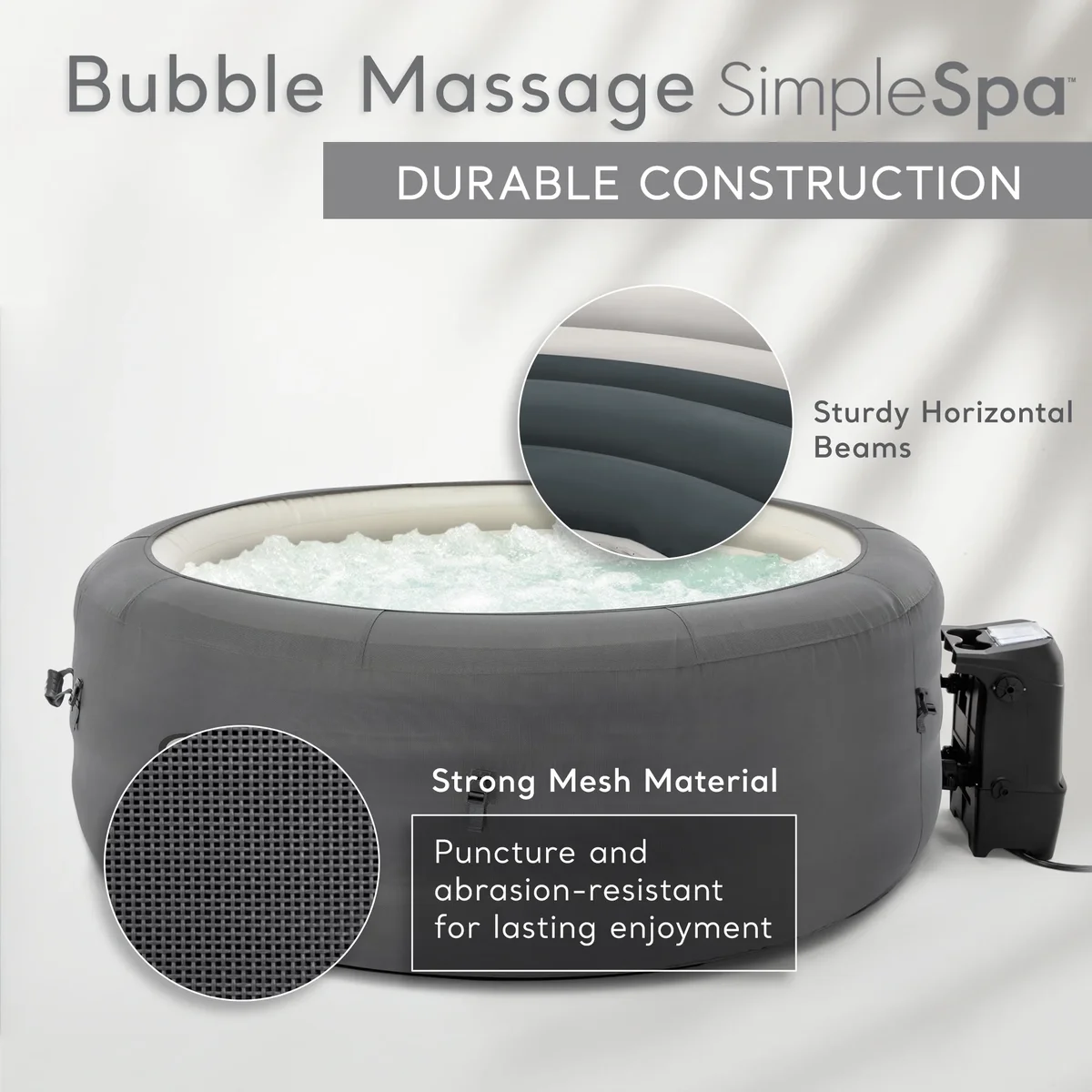Everdaily Essentials Bubble Massage 4 Person Inflatable Hot Tub Spa w/ Jets 5389