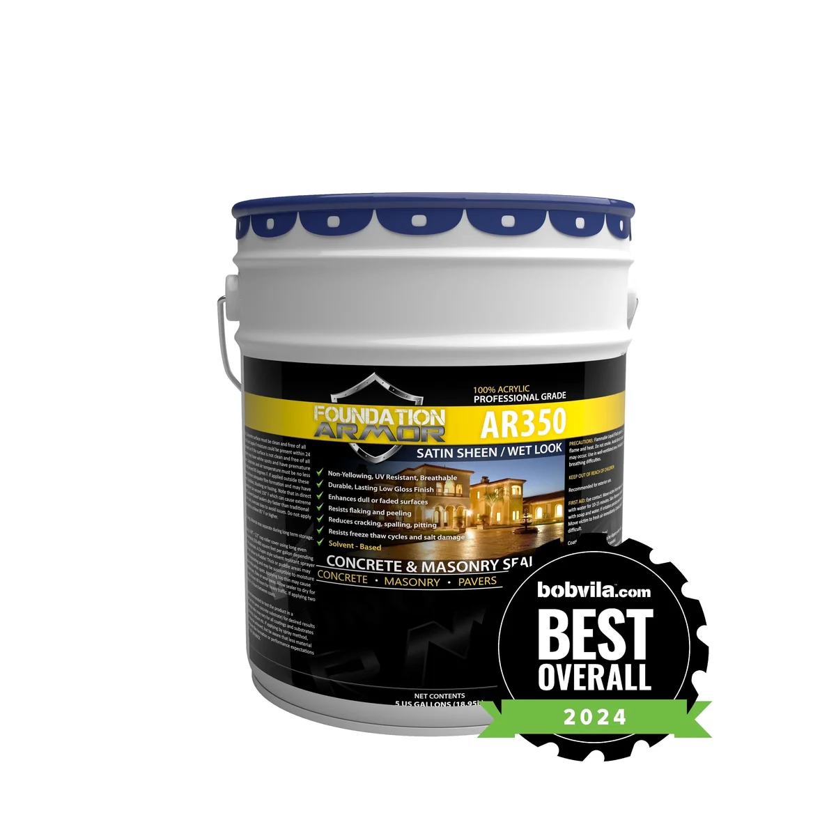 Foundation Armor 5 Gallon AR350 Wet Look Concrete Sealer and Paver Sealer 6193