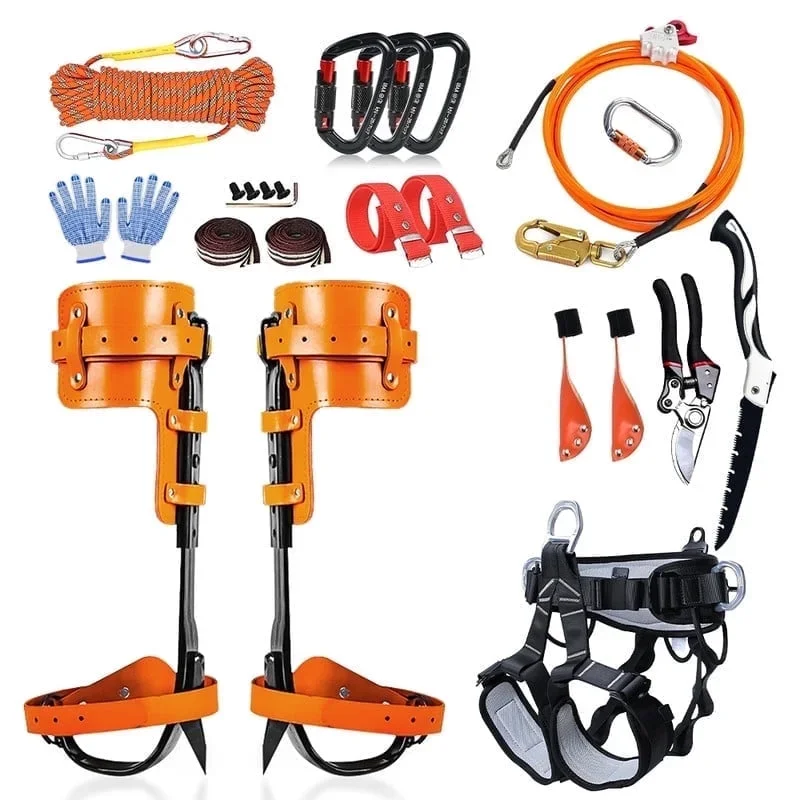 Auckpure Tree Climbing Gear，Tree Climbing Spikes, Tree Climbing Gear with Adjustable Climbing Straps and Steel Core Flip Line, Rock Climbing Kit with Tr 3288