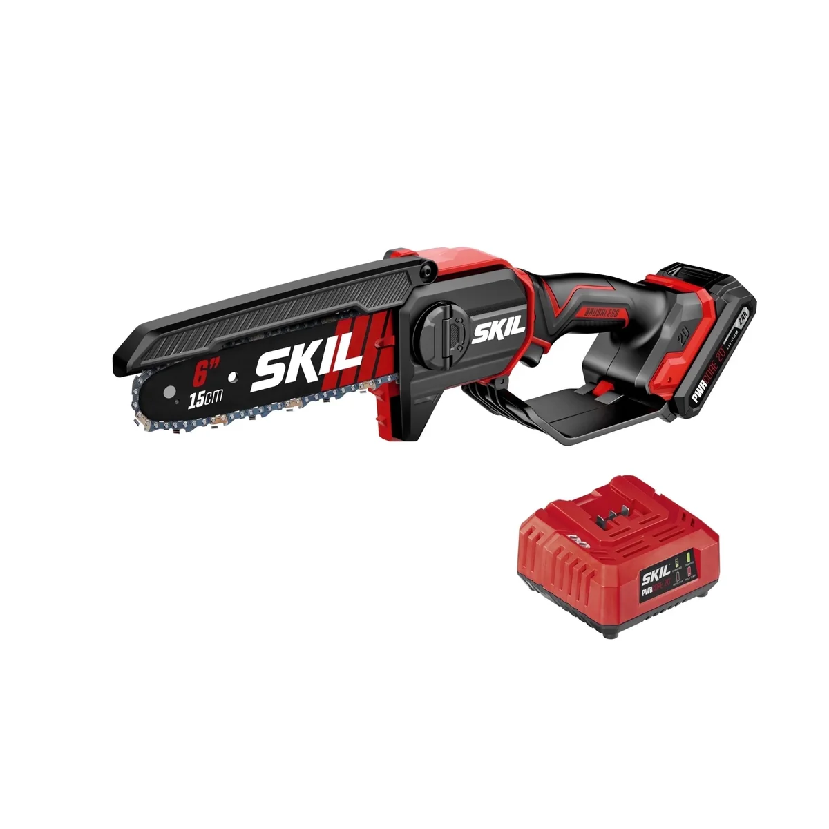 SKIL PWR CORE 20V 6-Inch Portable  Electric Chainsaw for Tree Trimming, Brushless Cordless Pruning Saw  with Tool-Free Chain Tensioning,  Handhel 3910