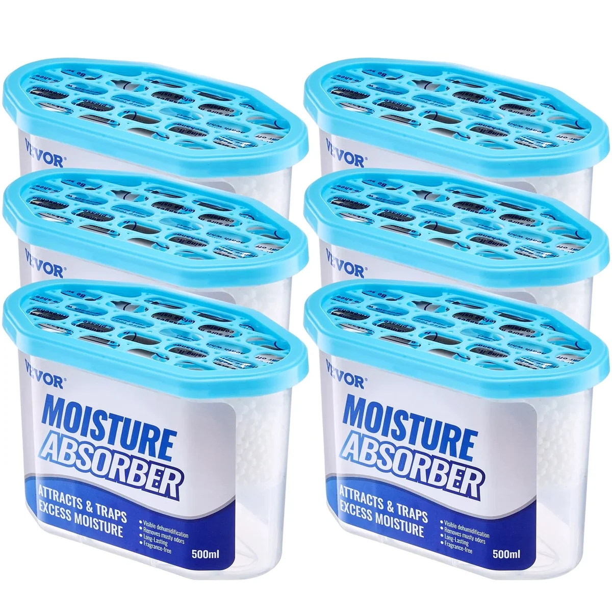 VEVOR Moisture Absorber Boxes, 10.8 oz Humidity Absorber Boxes(6 Packs), Fragrance Free Dehumidifier Attracts Extra Moisture from Your Bathroom,  2943