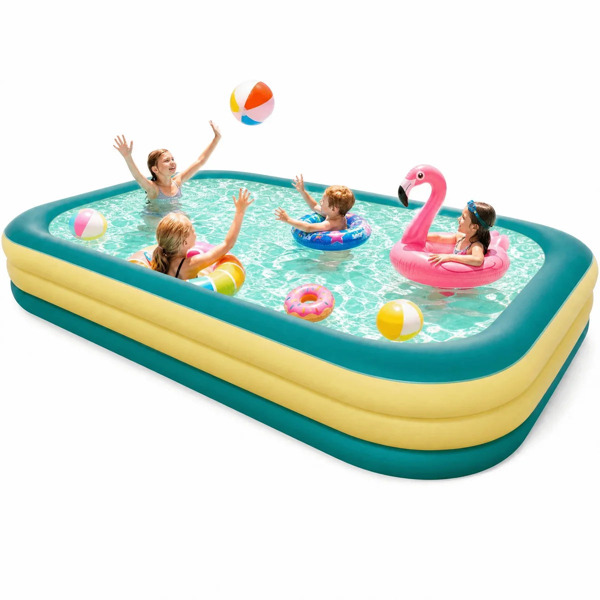 Naipo Inflatable Swimming Pool 120"x72"x22" Blow up Pool , Full-Sized Above Ground Family Pool, Summer Water Party, Backyard, Outdoor Beach Garde 9804